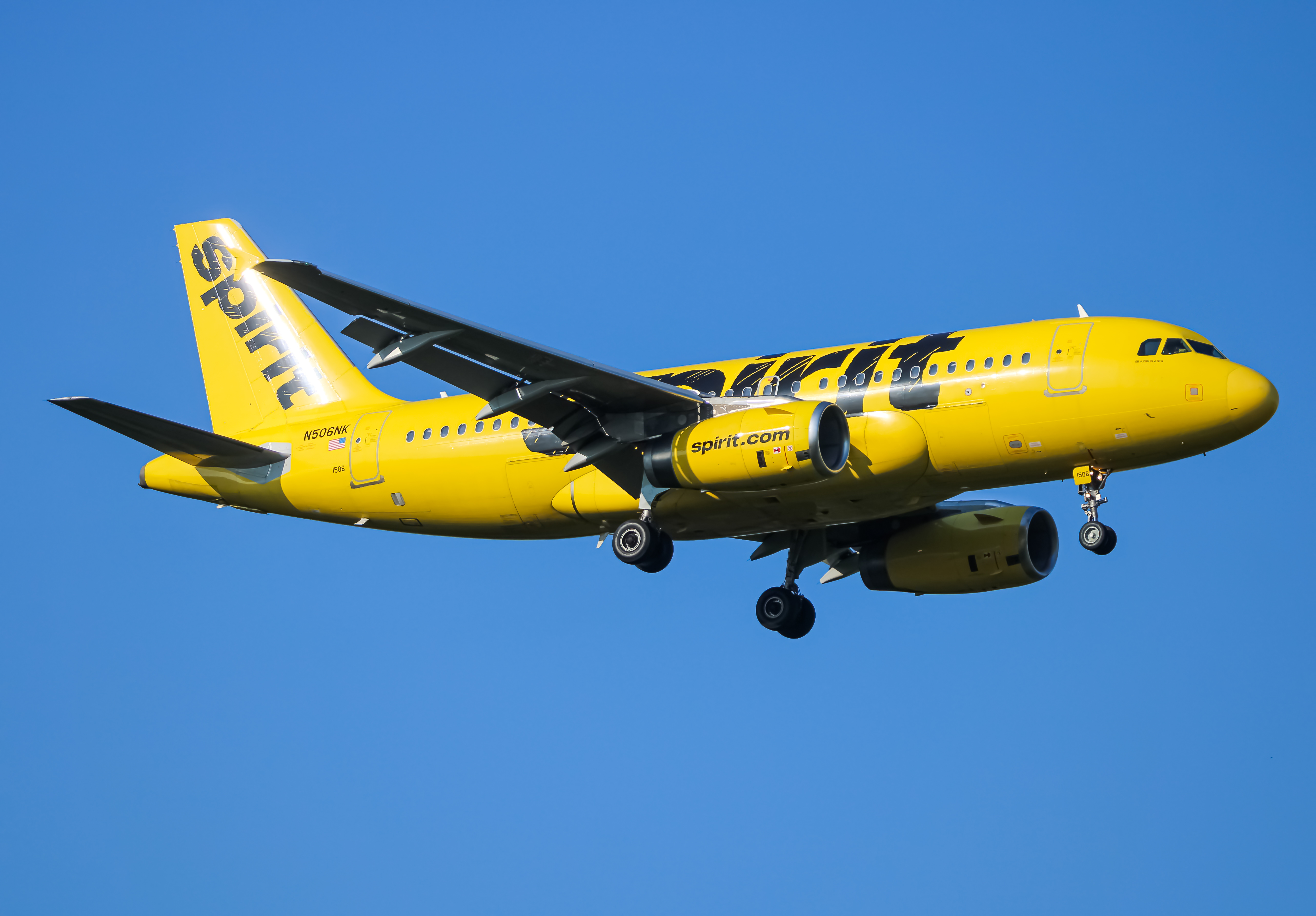 Full size: Spirit Airlines Airbus A319 N506NK at Baltimore/Washington International Thurgood Marshall Airport