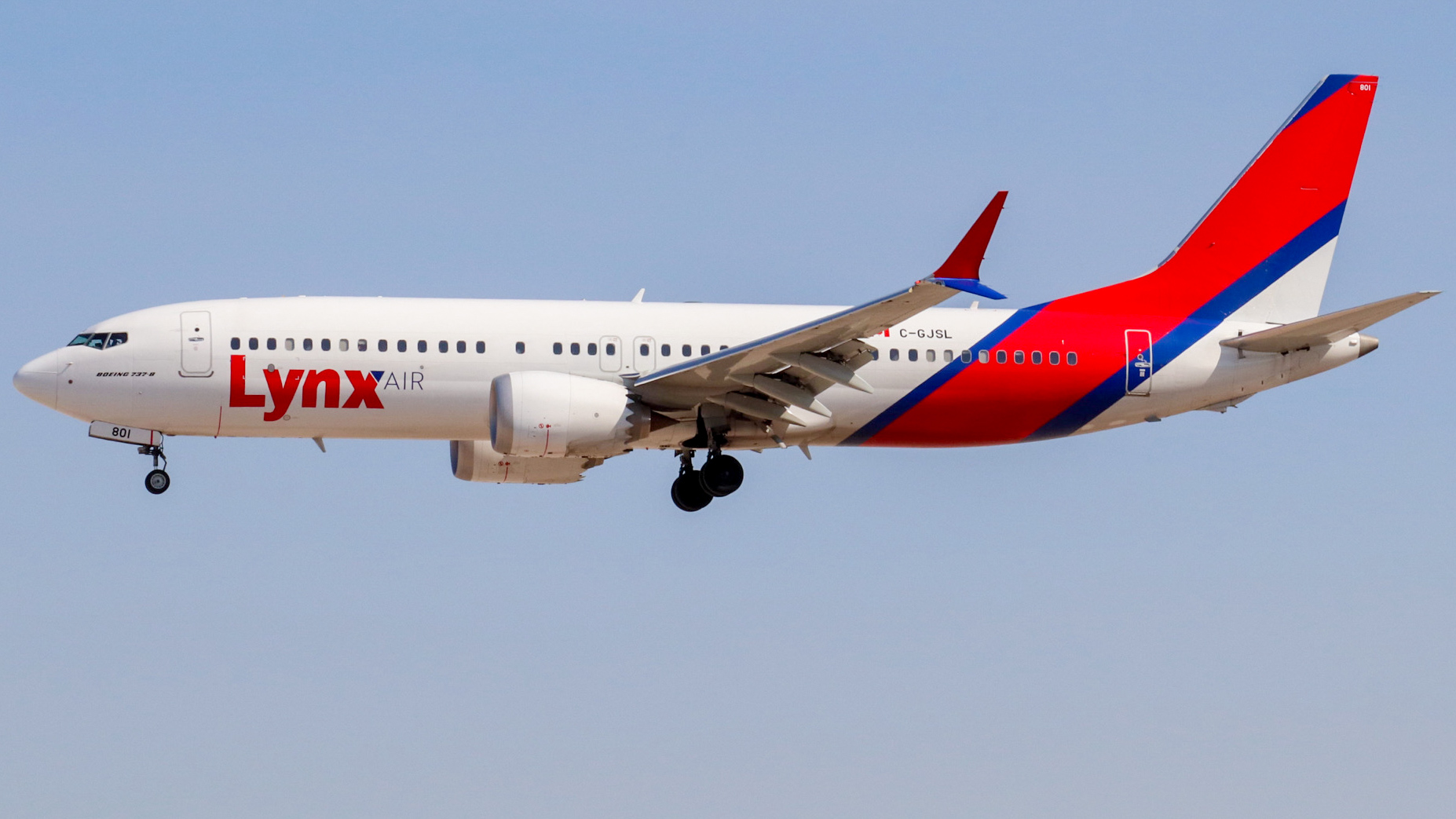 Full size: Lynx Air  Boeing 737 MAX 8 C-GJSL at Harry Reid International Airport
