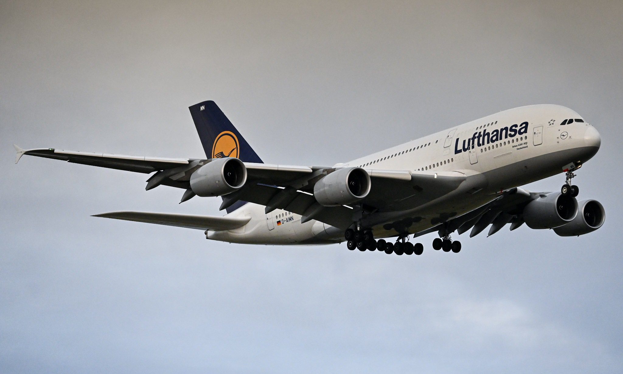 Full size: Lufthansa Airbus A380-800 D-AIMN at General Edward Lawrence Logan International Airport