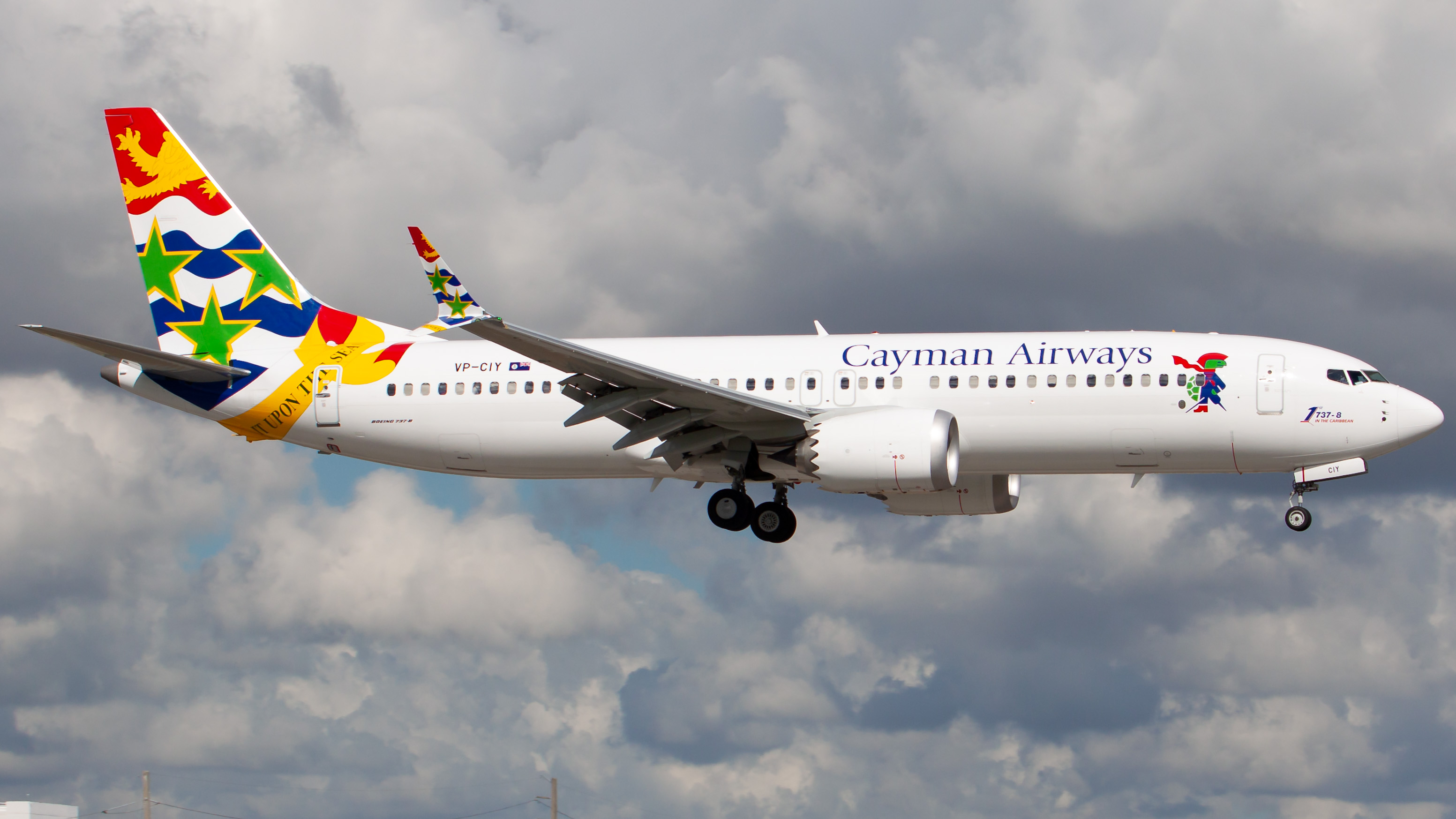 Full size: Cayman Airways Boeing 737 MAX 8 VP-CIY at Miami International Airport