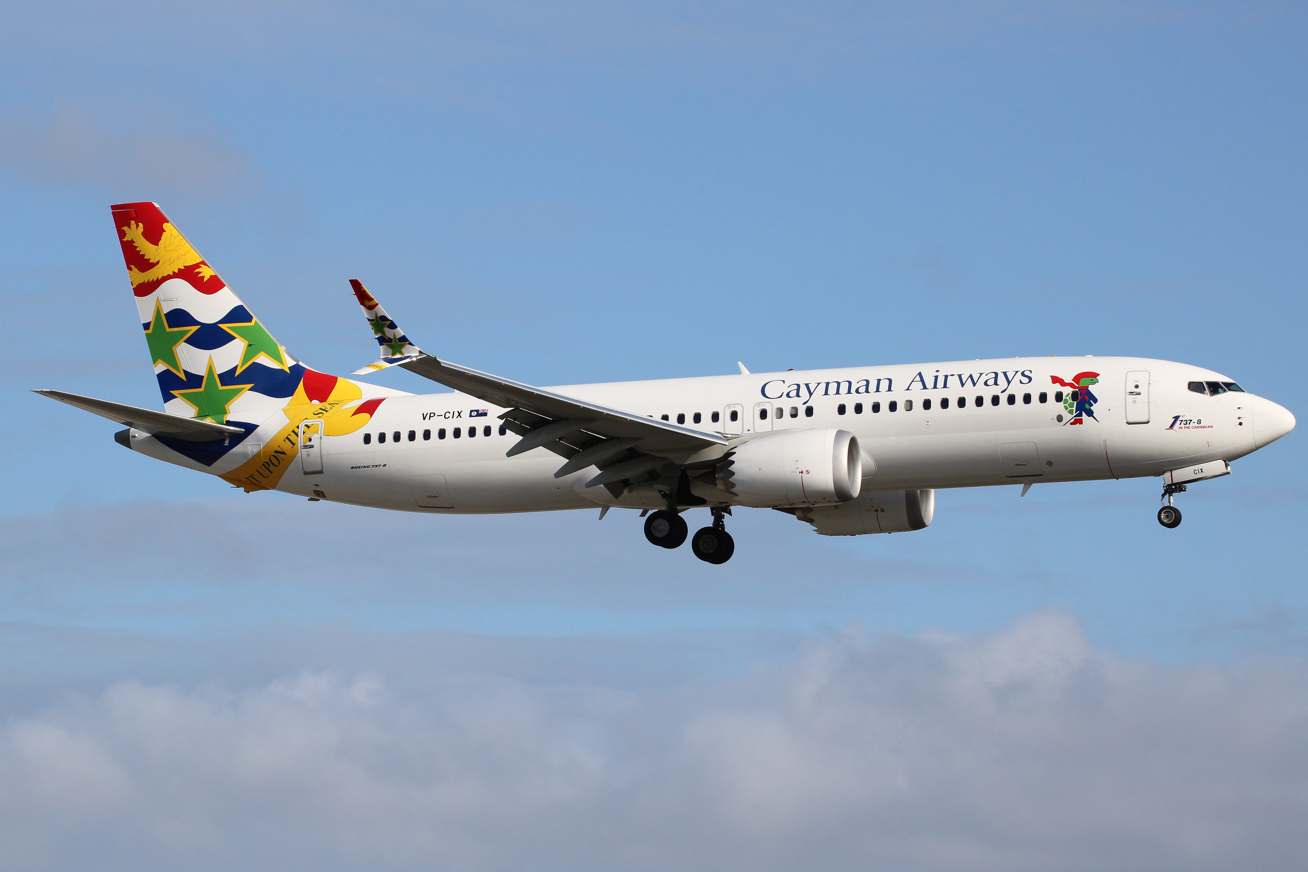 Full size: Cayman Airways Boeing 737 MAX 8 VP-CIX at Miami International Airport