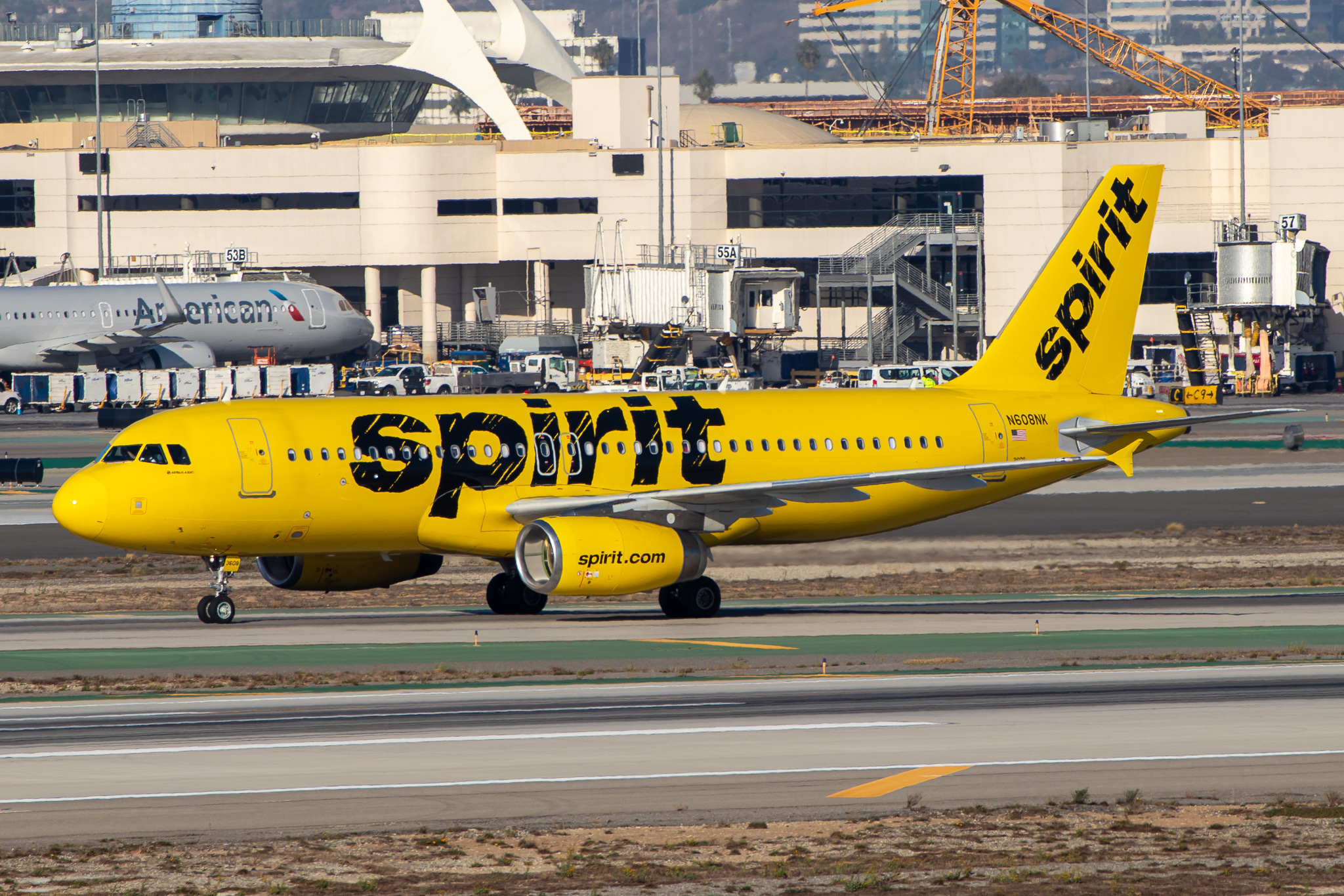 Full size: Spirit Airlines Airbus A320 N608NK at Los Angeles International Airport