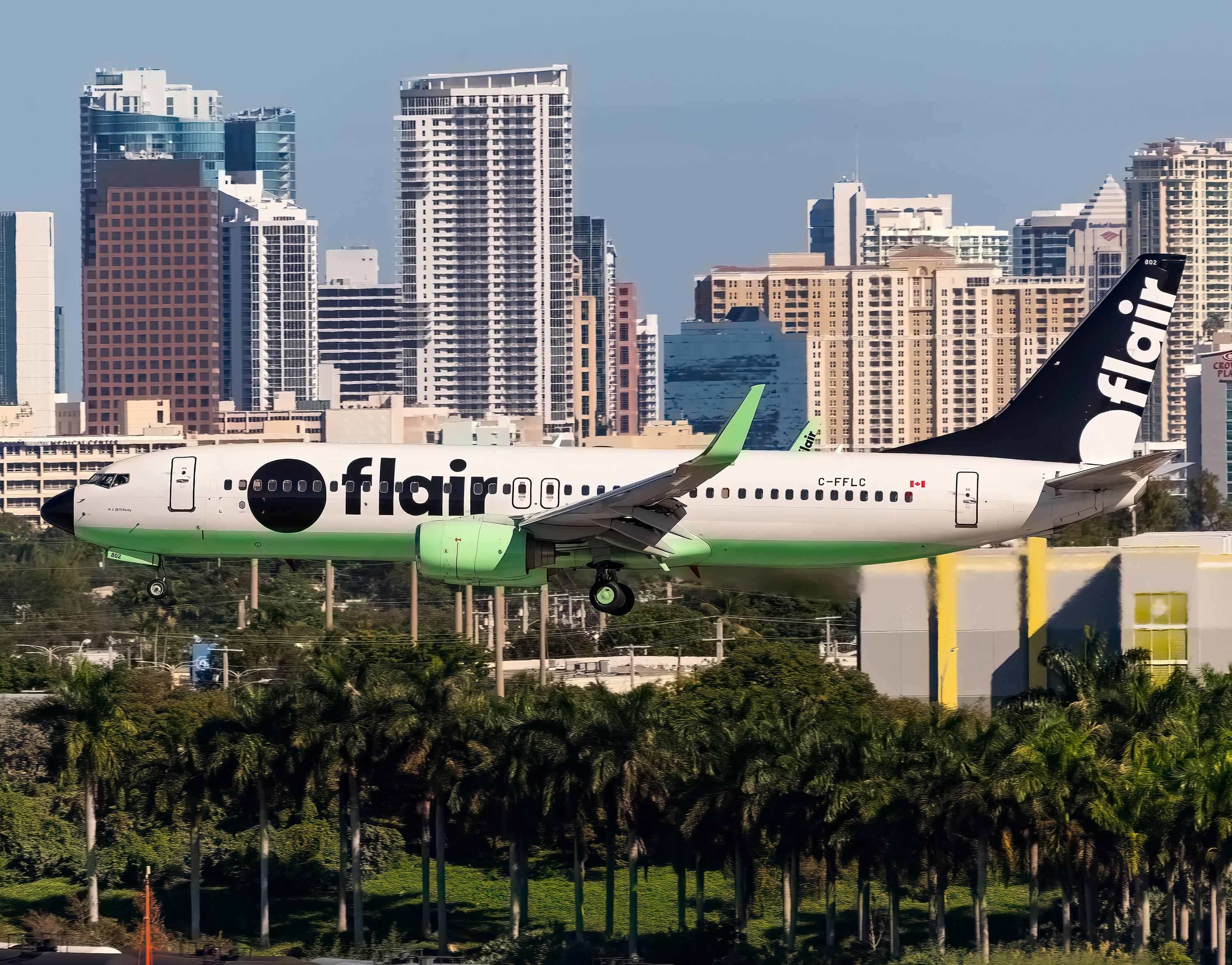 Full size: Flair Airlines Boeing 737-800 C-FFLC at Fort Lauderdale/Hollywood International Airport