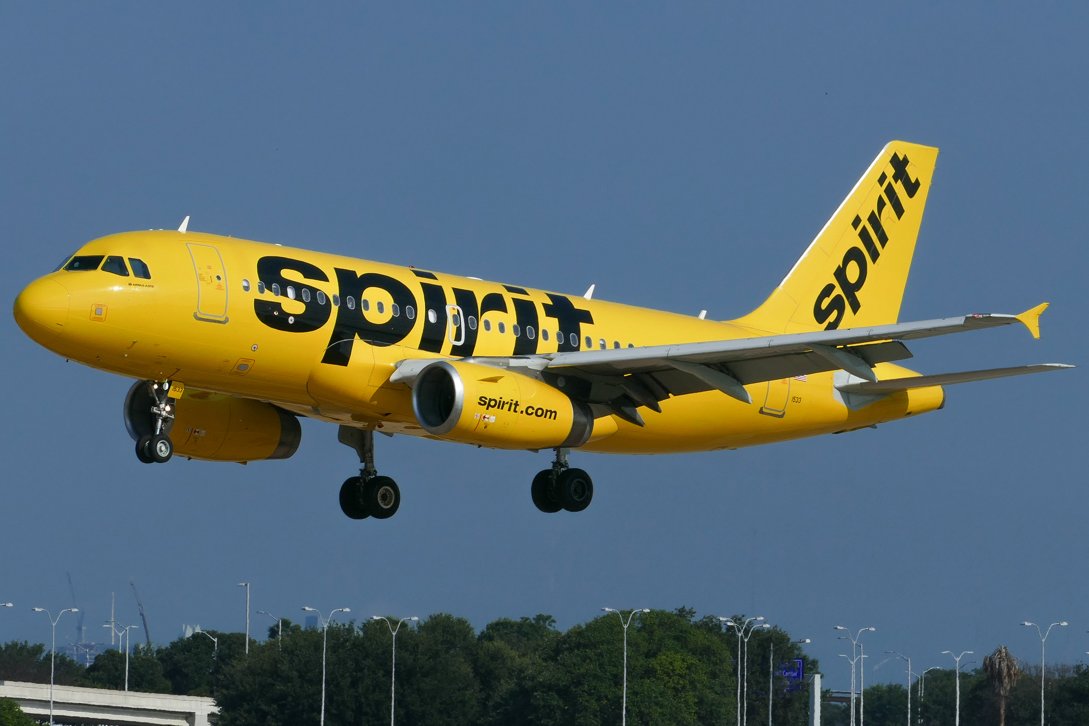 Full size: Spirit Airlines Airbus A319 N533NK at Austin-Bergstrom International Airport