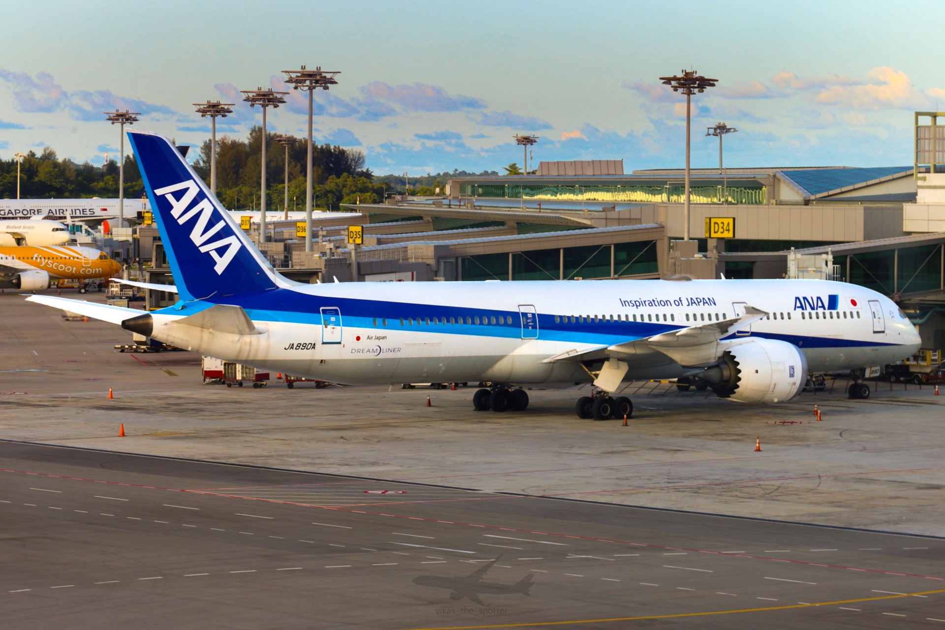 Full size: All Nippon Airways Boeing 787-9 JA890A at Singapore-Changi Airport
