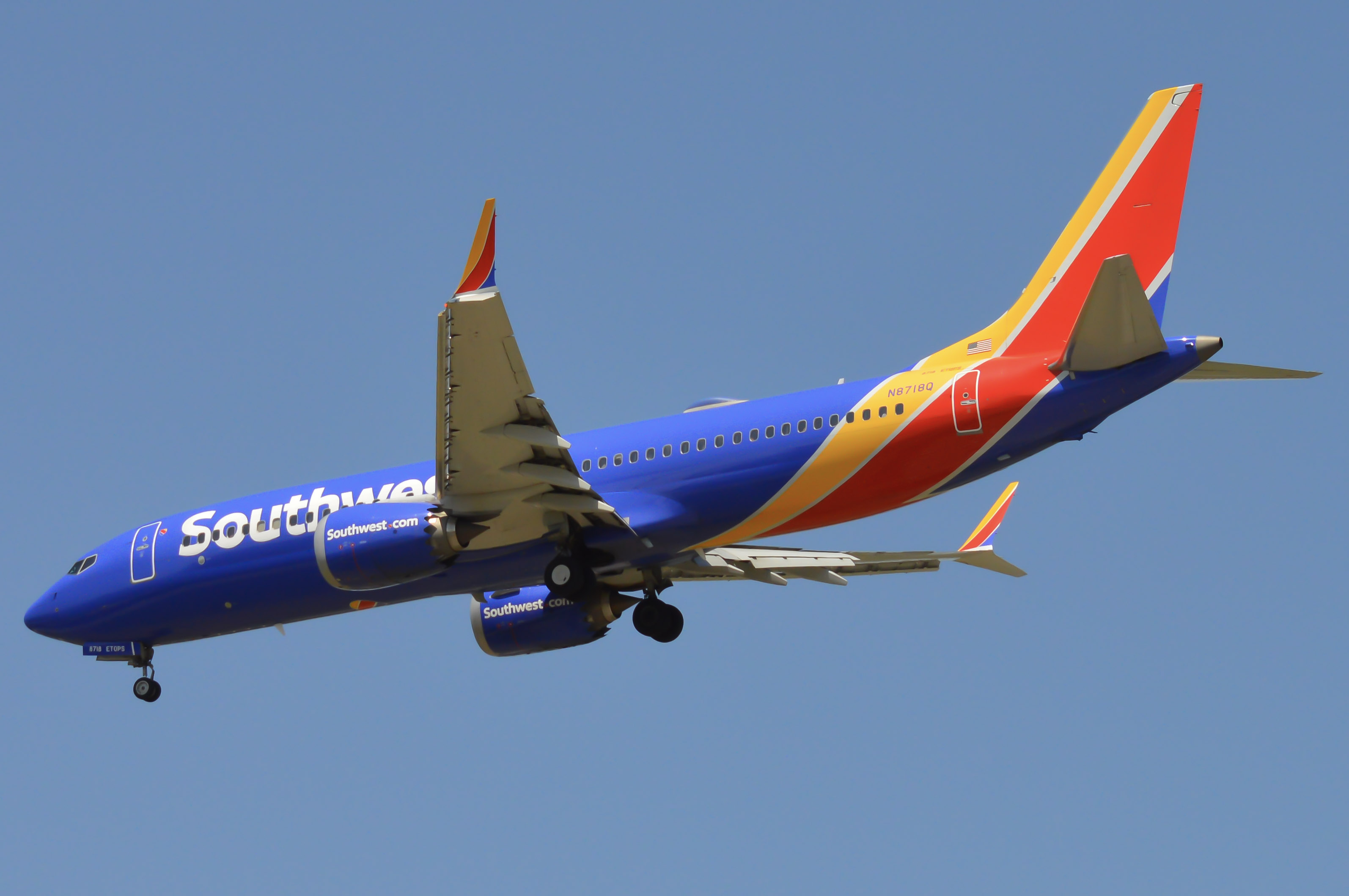 Full size: Southwest Airlines Boeing 737 MAX 8 N8718Q at Baltimore/Washington International Thurgood Marshall Airport