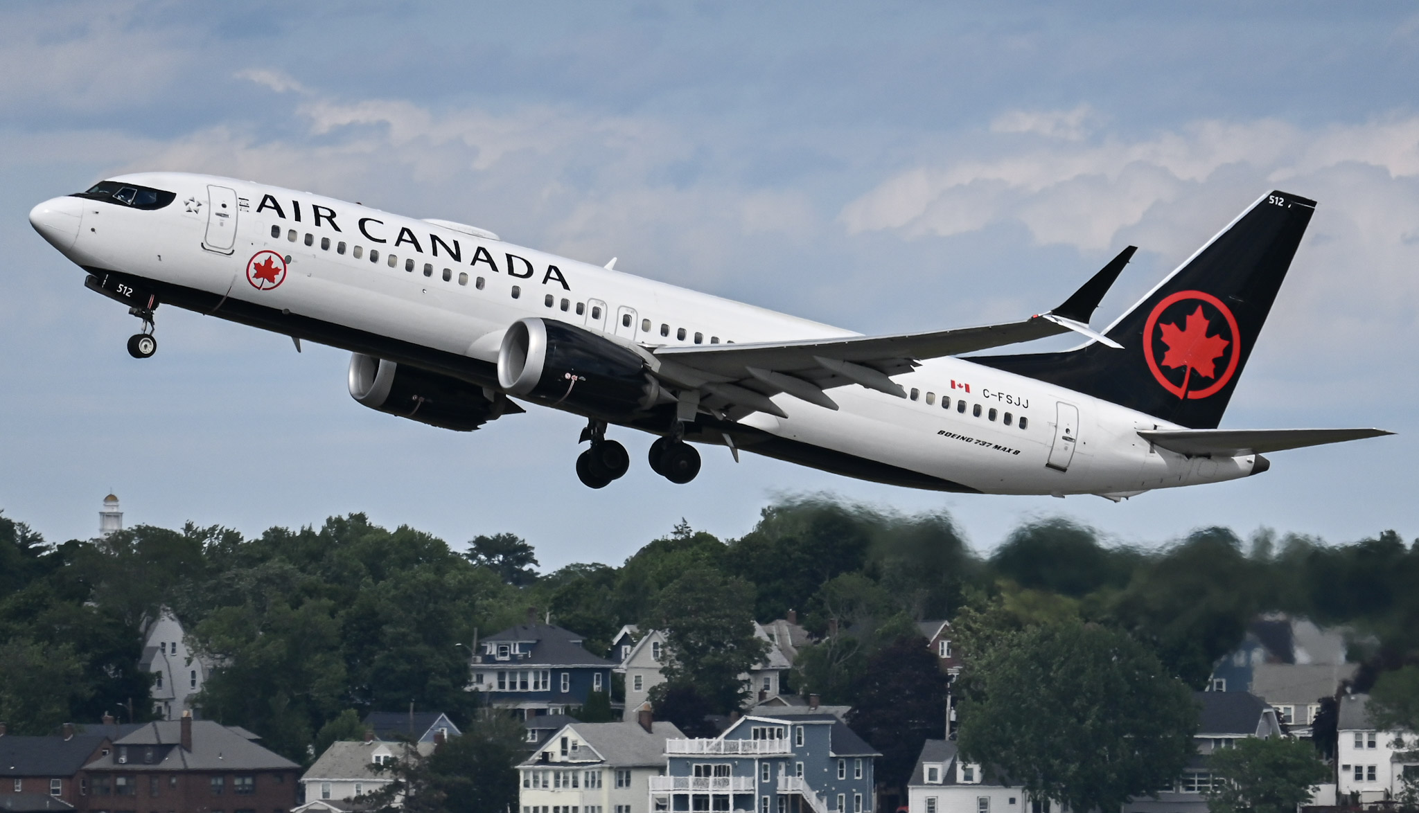 Full size: Air Canada Boeing 737 MAX 8 C-FSJJ at General Edward Lawrence Logan International Airport