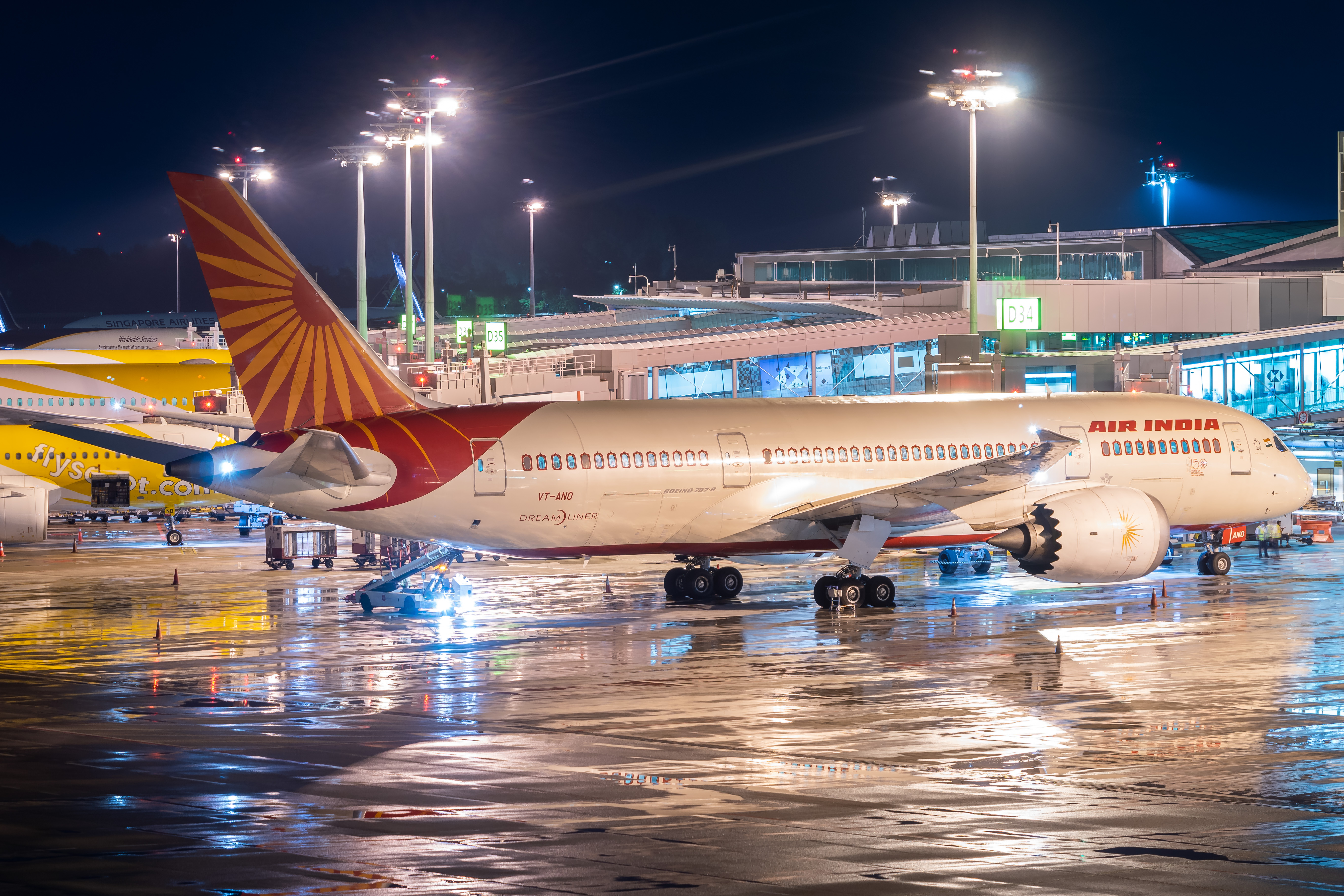 Full size: Air India B787-8 VT-ANO at Singapore-Changi Airport