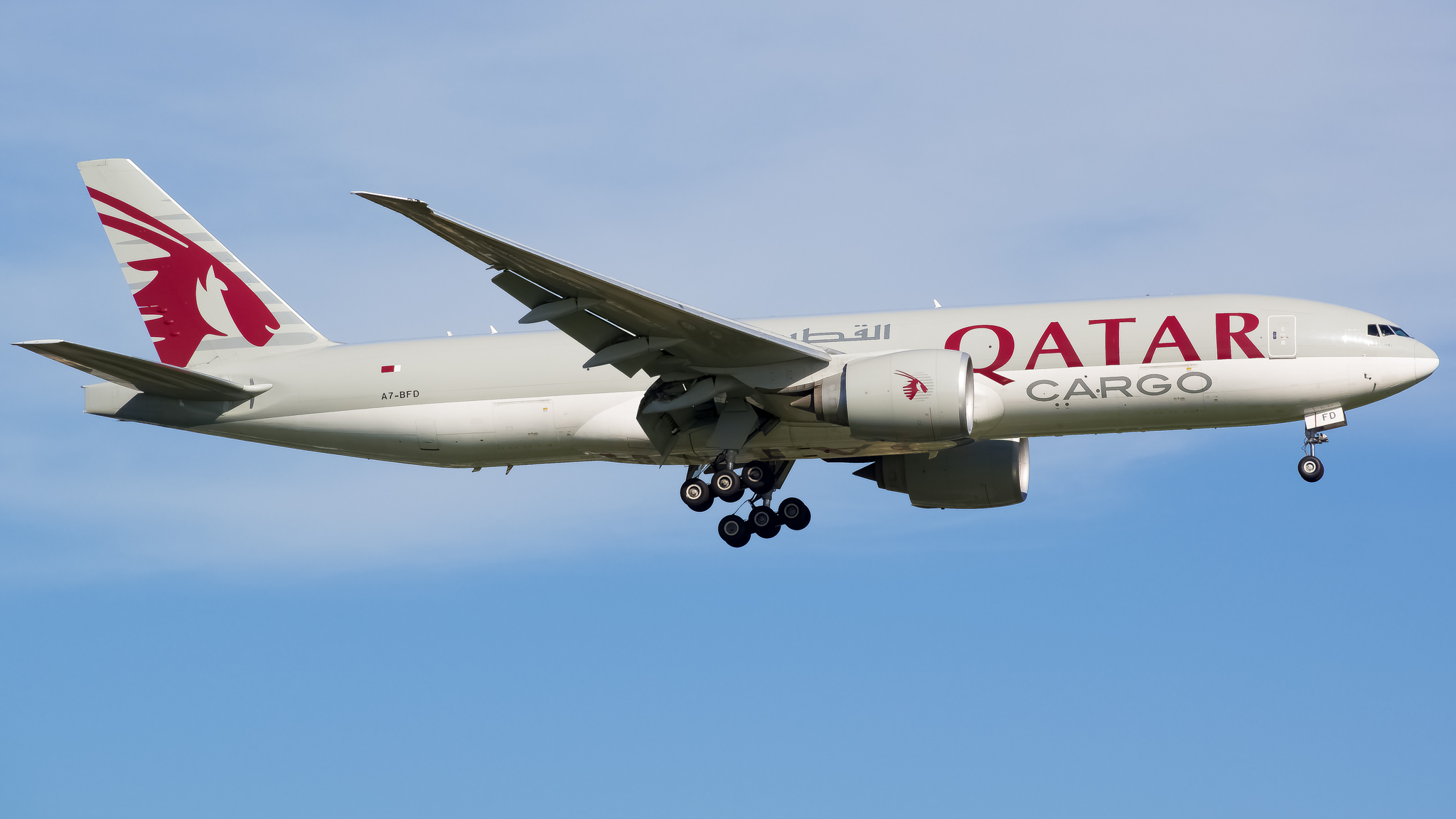 Full size: Qatar Air Cargo Boeing 777-F A7-BFD at John F. Kennedy International Airport
