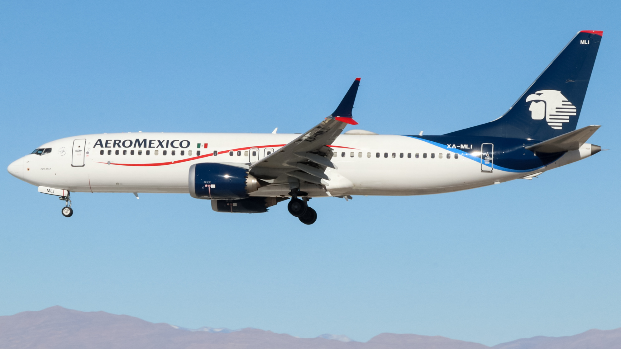 Full size: Aeromexico Boeing 737 MAX 8 XA-MLI at Harry Reid International Airport