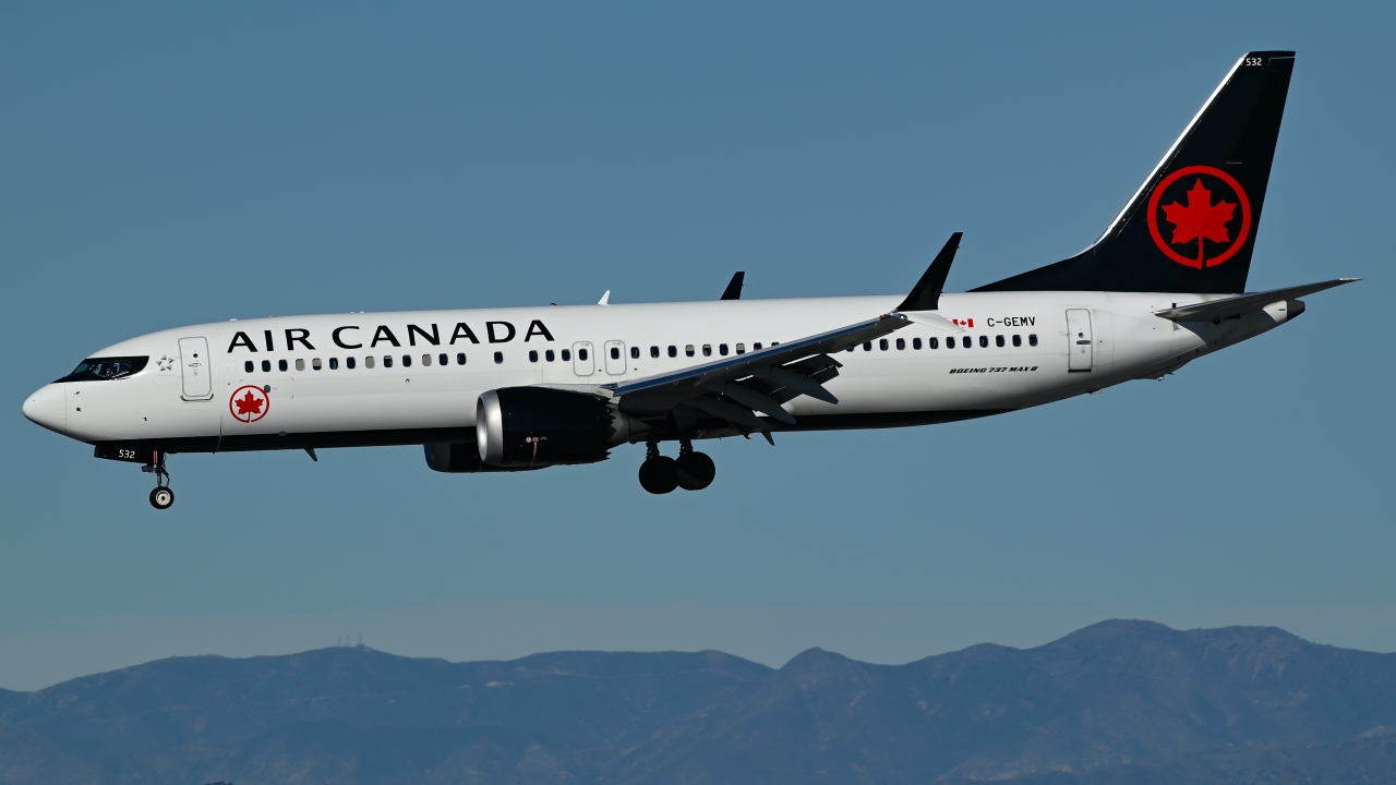 Full size: Air Canada Boeing 737 MAX 8 C-GEMV at Los Angeles International Airport