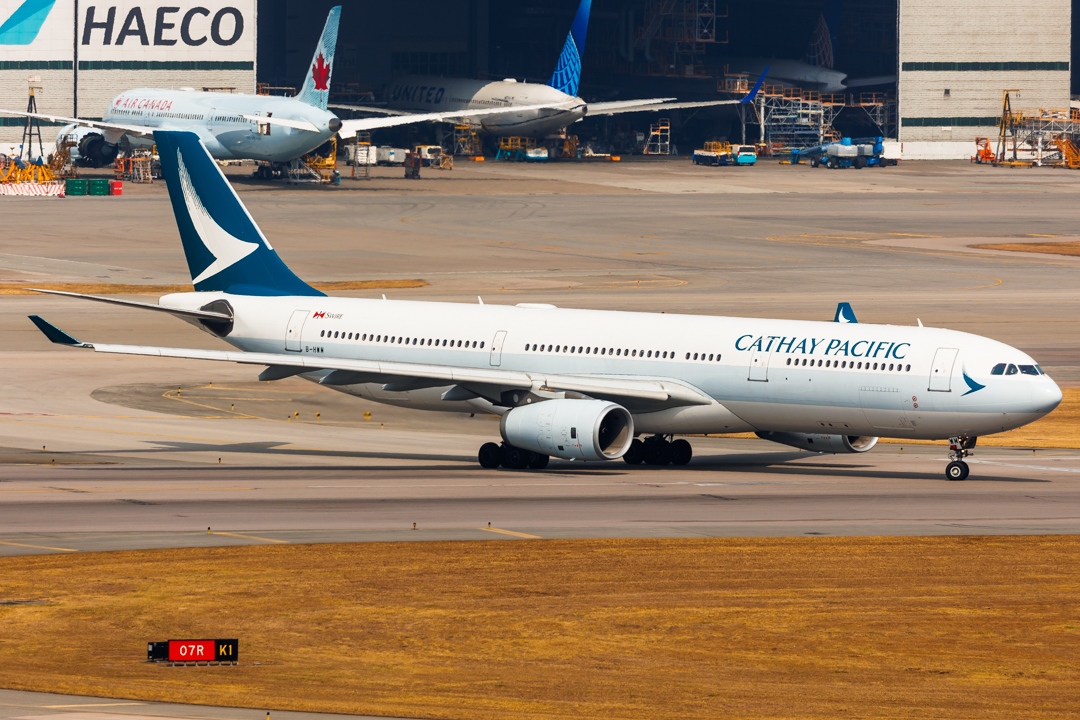 Full size: Cathay Pacific Airbus A330-300 B-HWM at Hong Kong International Airport
