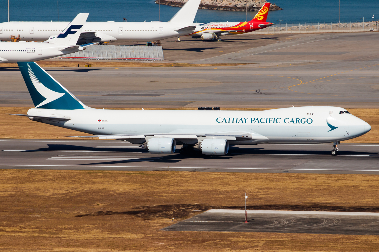 Full size: Cathay Pacific Cargo Boeing 747-8F B-LJB at Hong Kong International Airport