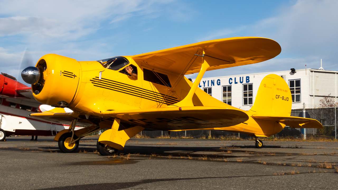 Full size: PRIVATE Beechcraft D17S Staggerwing CF-BJD at Victoria International Airport