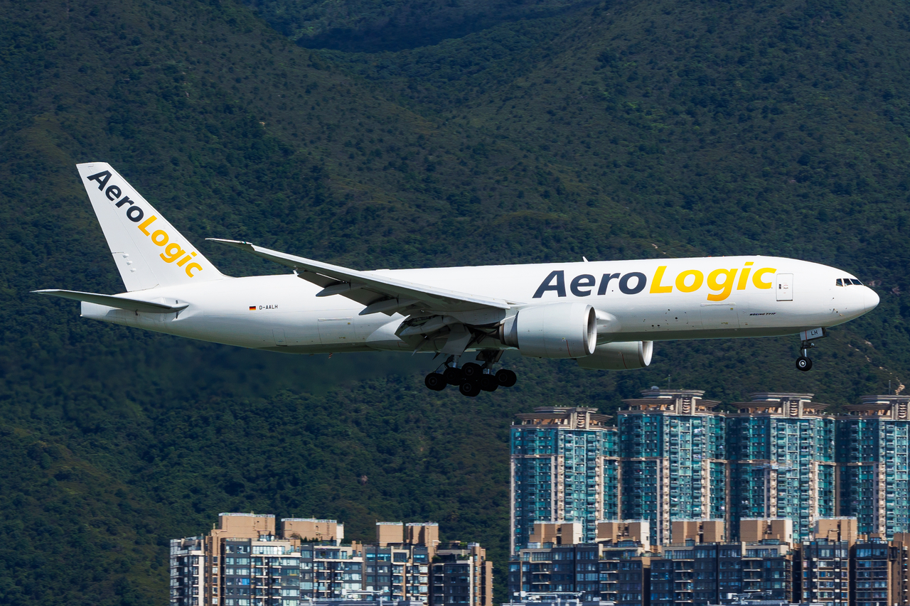 Full size: Aerologic Cargo Boeing 777-F D-AALH at Hong Kong International Airport