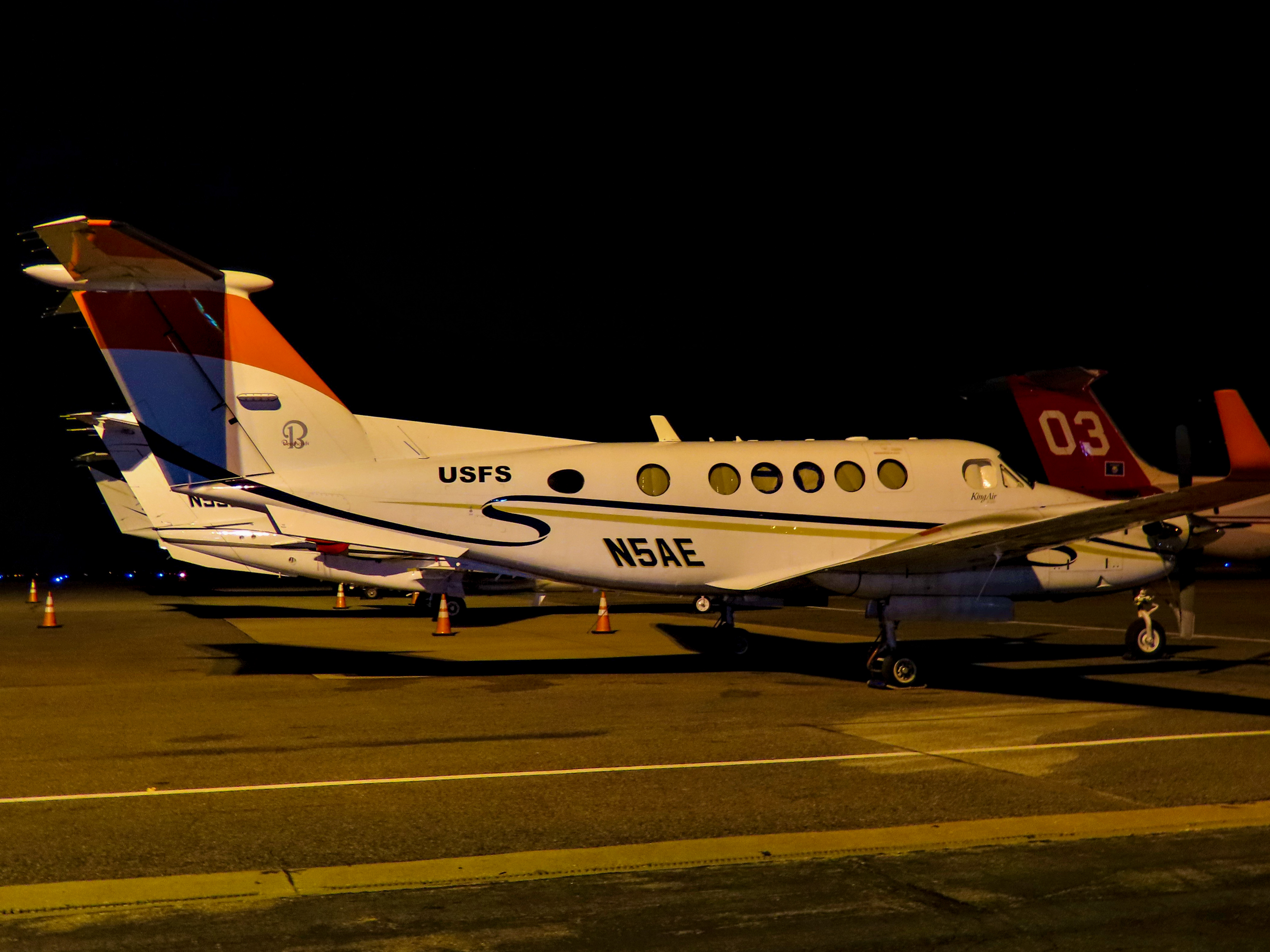 Full size: United States Forest Service Beechcraft King Air 200 N5AE at Rocky Mountain Metro Airport
