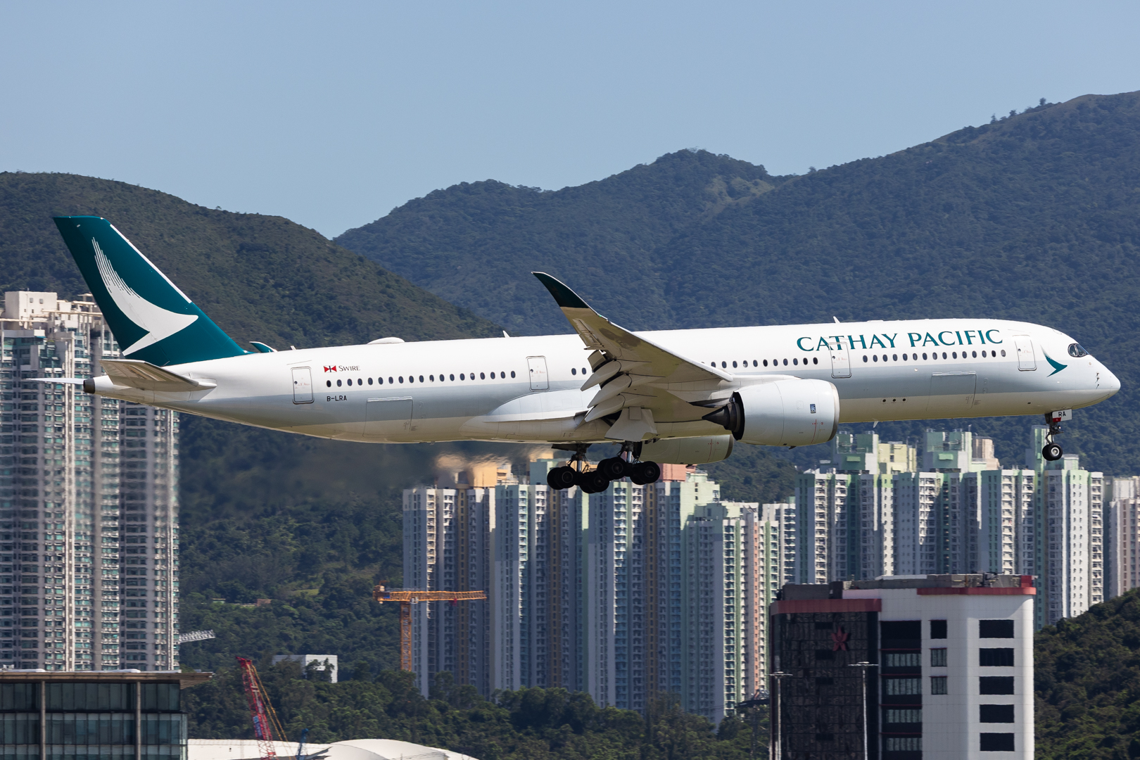 Full size:  Cathay Pacific Airbus A350-900 B-LRA at Hong Kong International Airport