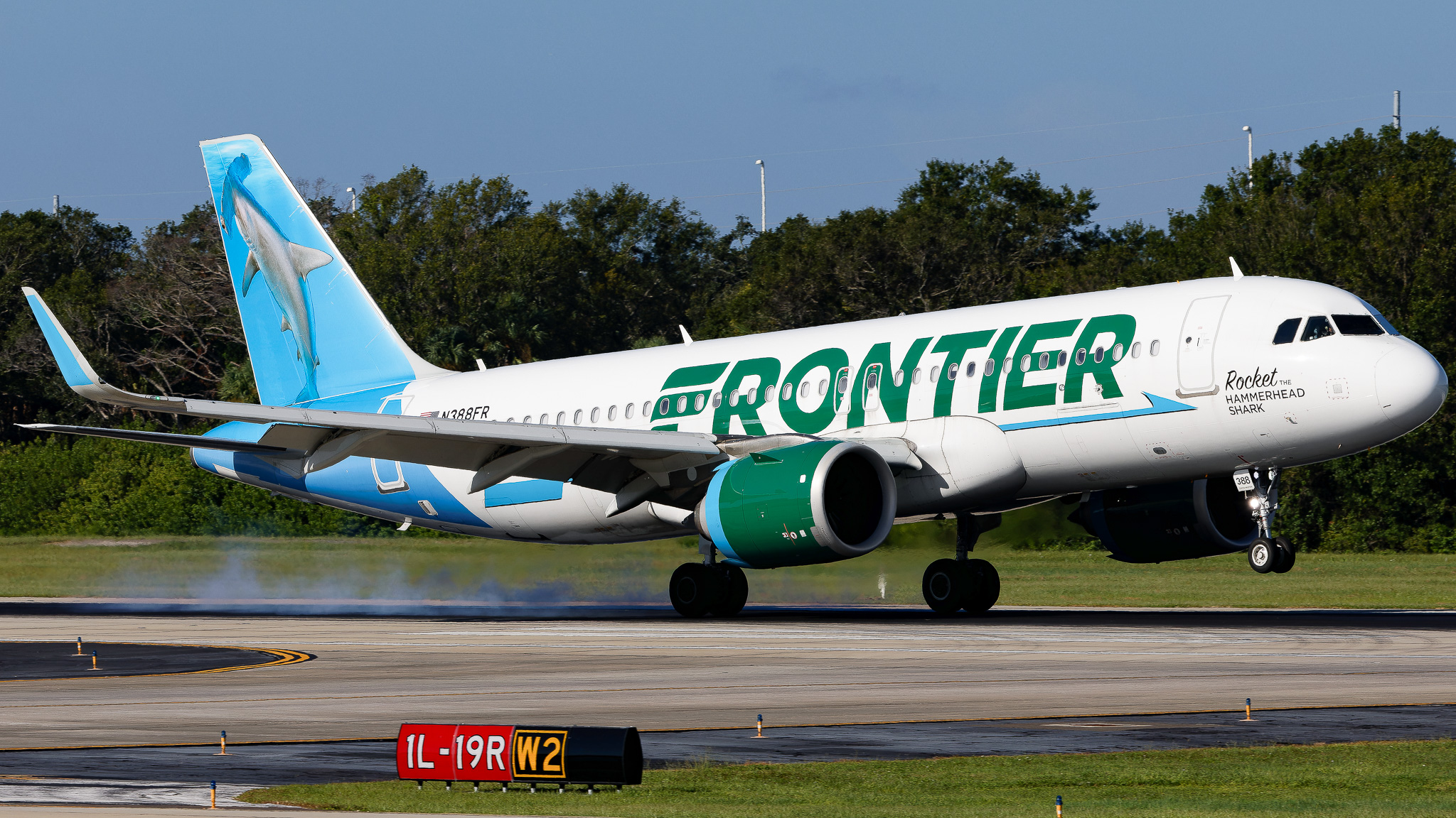 Full size: Frontier Airlines Airbus A320NEO N388FR at Tampa International Airport