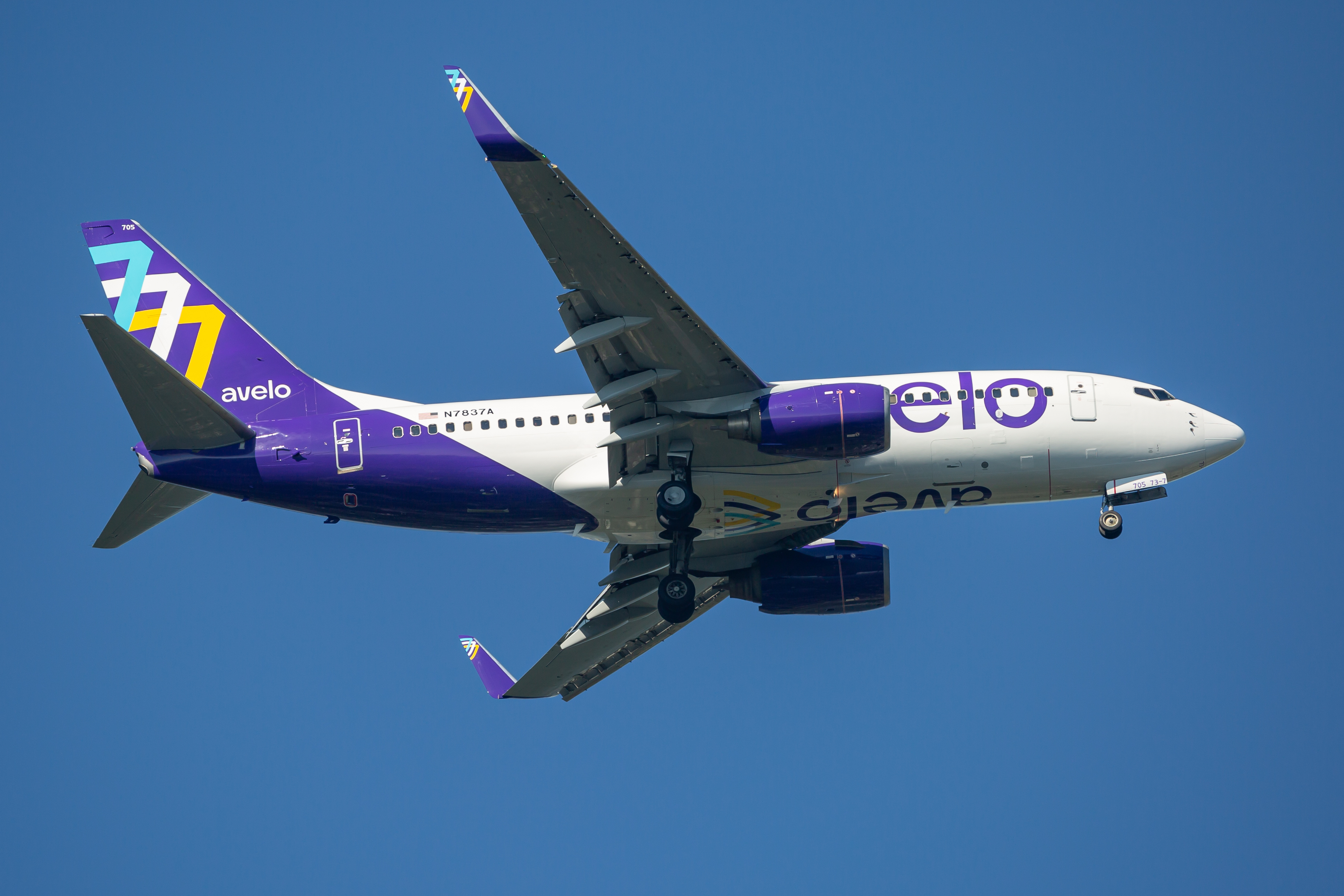 Full size: Avelo Airlines Boeing 737-700 N7837A at Baltimore/Washington International Thurgood Marshall Airport