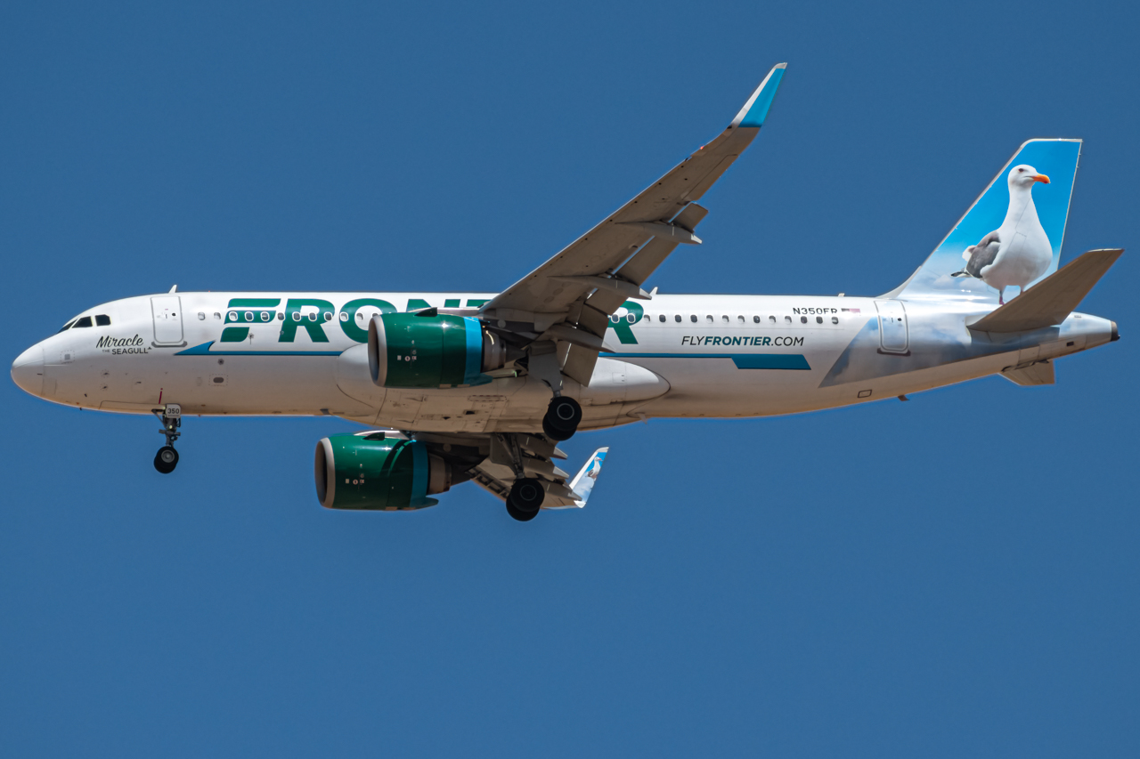 Full size: Frontier Airlines Airbus A320NEO N350FR at Denver International Airport