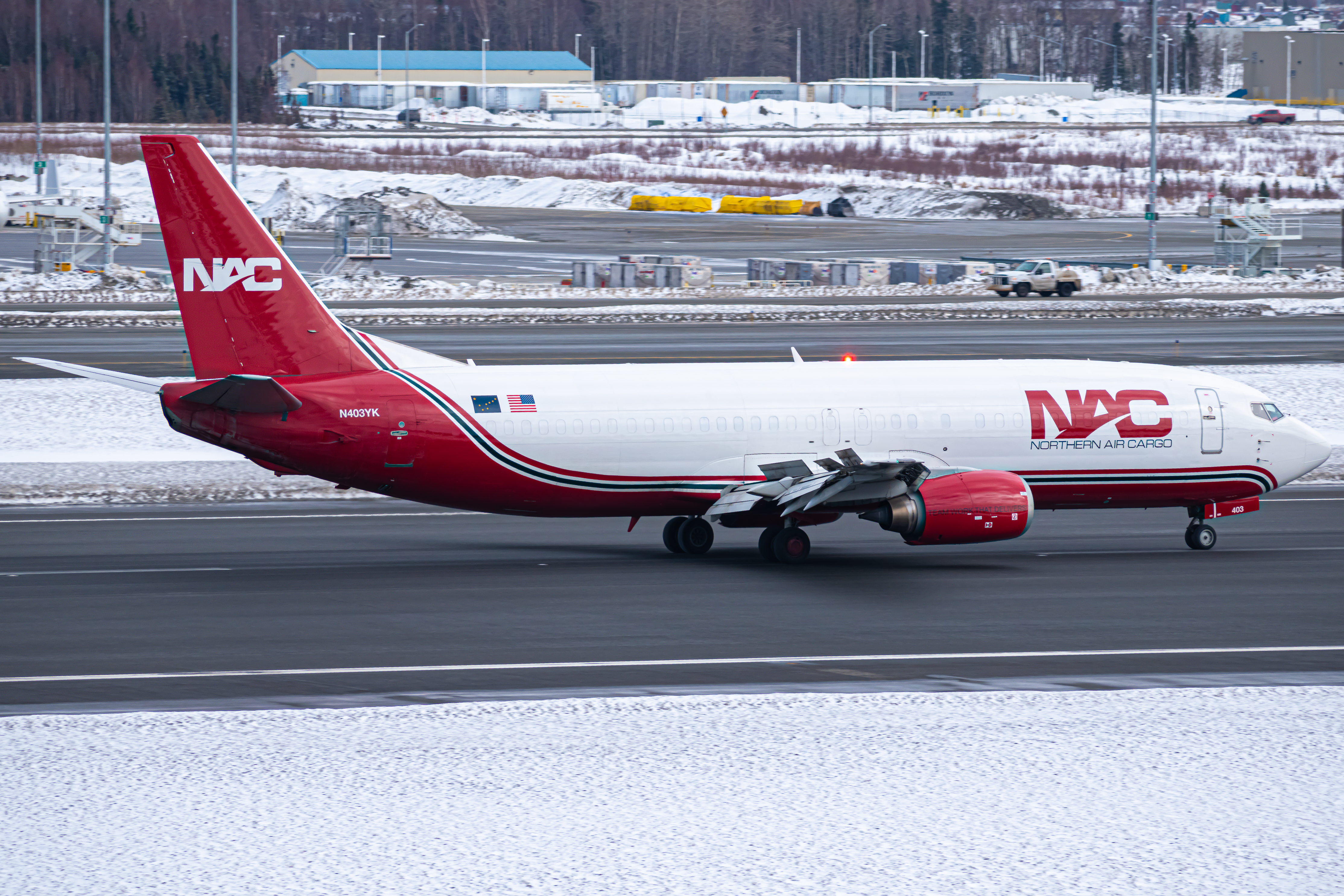 Full size: Northern Air Cargo Boeing 737-400 N403YK at Anchorage Ted Stevens International Airport