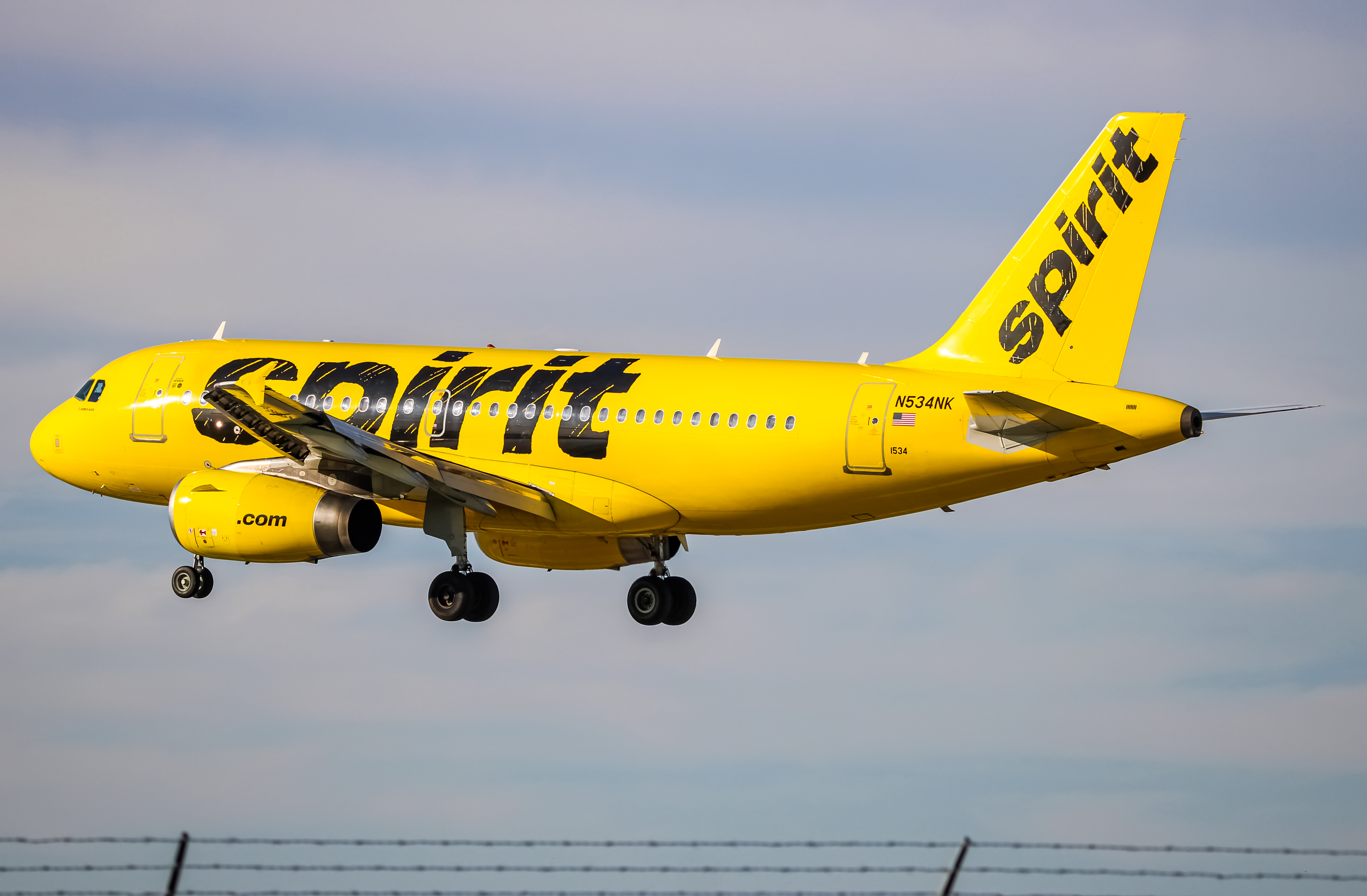 Full size: Spirit Airlines Airbus A319 N534NK at Baltimore/Washington International Thurgood Marshall Airport