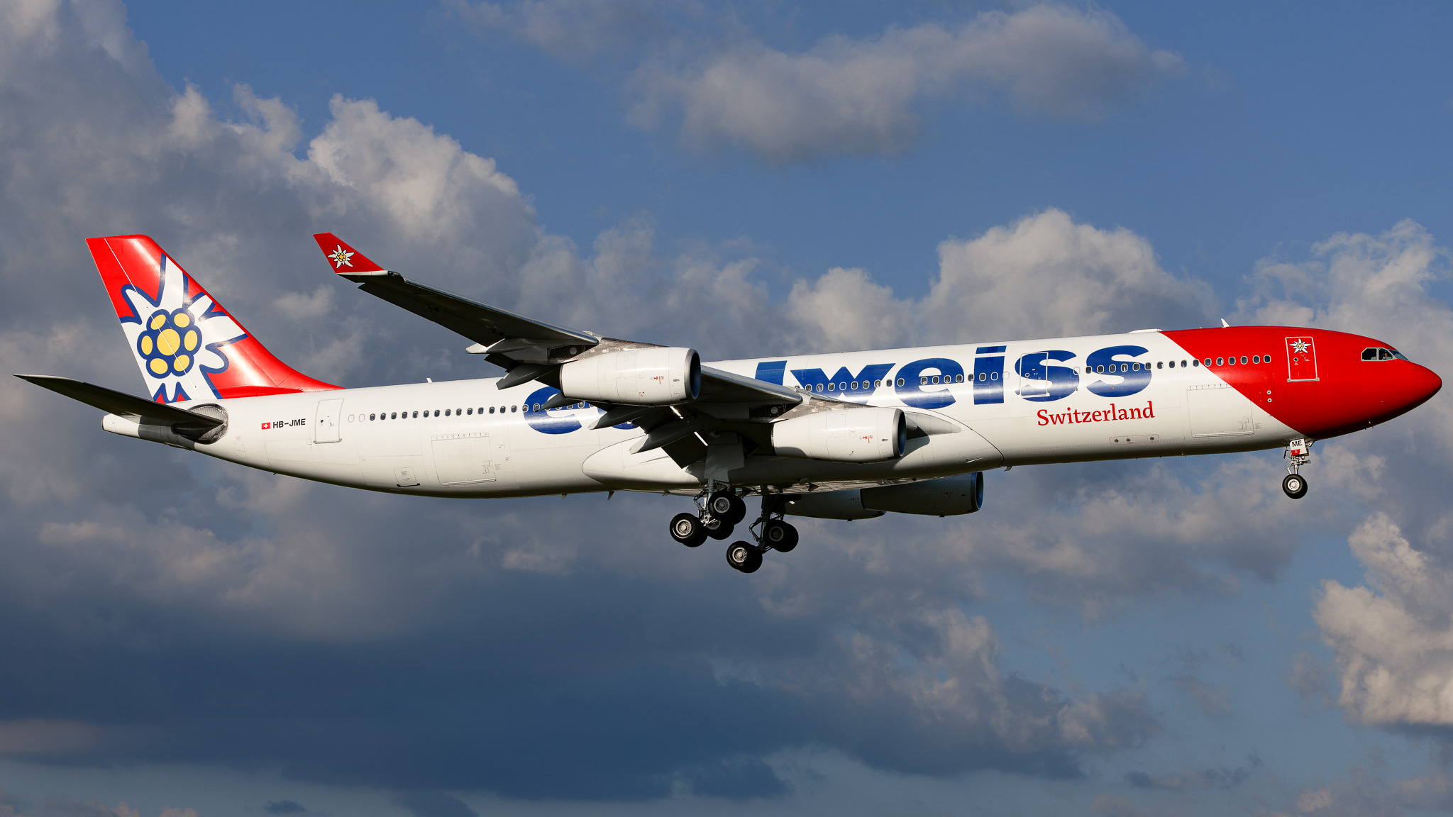 Full size: Edelweiss Air Airbus A340-300 HB-JME at Tampa International Airport