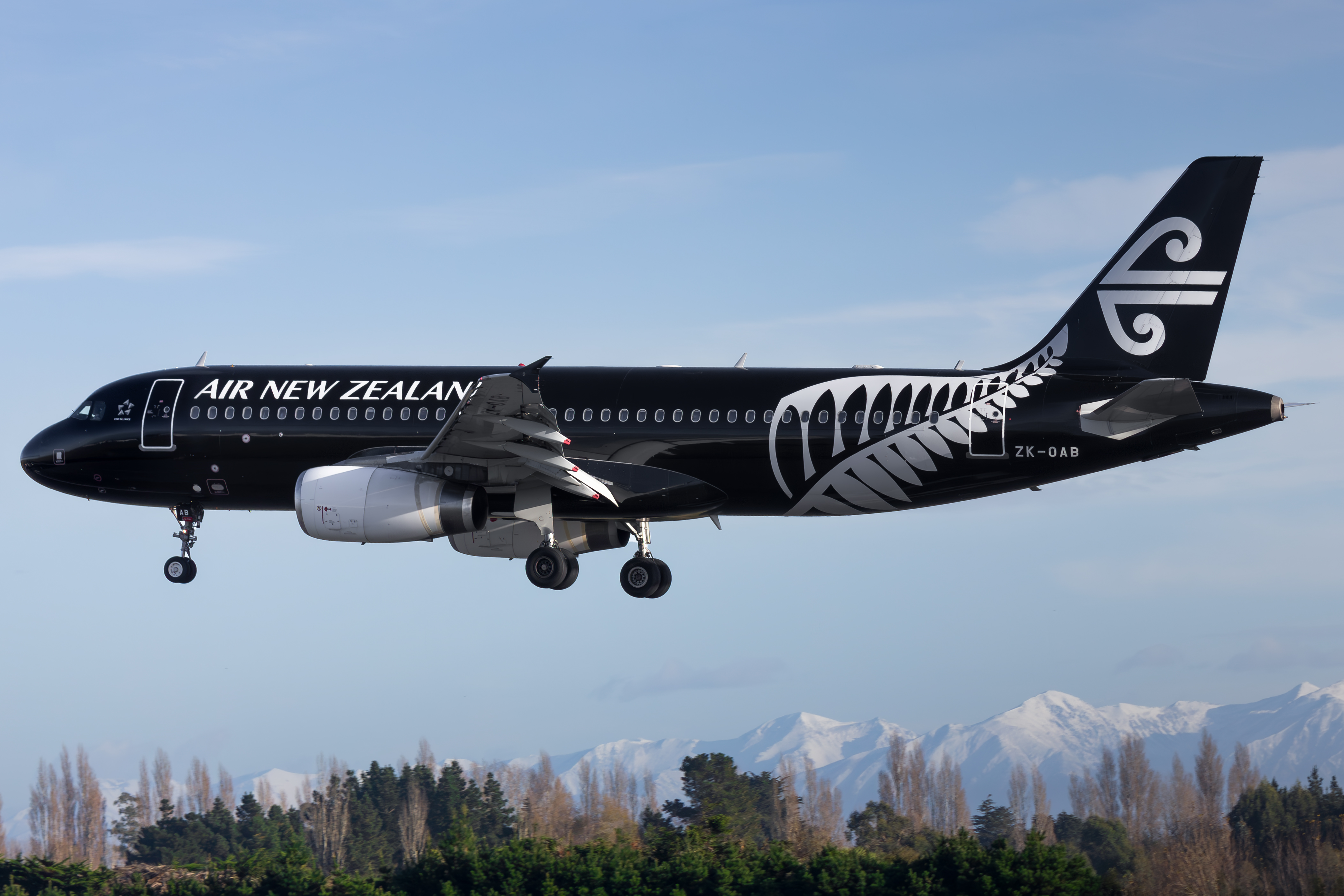 Full size: Air New Zealand Airbus A320 ZK-OAB at Christchurch International Airport