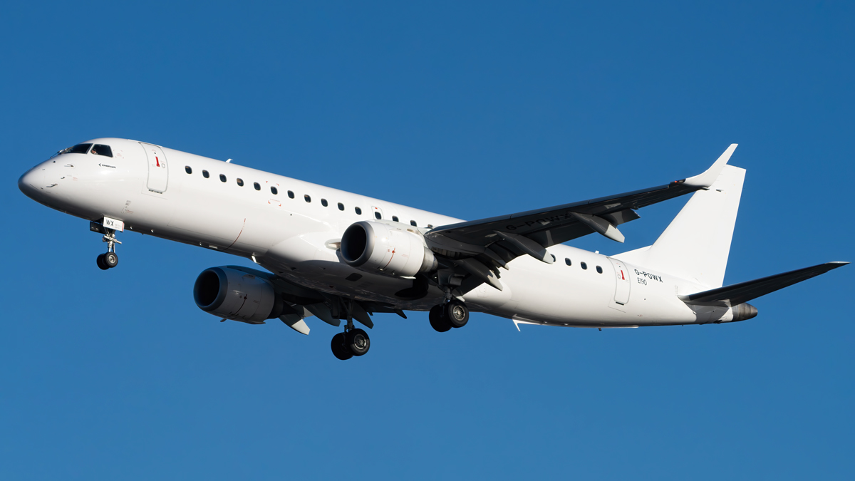 Full size: Titan Airways Embraer E190 G-POWX at London Heathrow International Airport