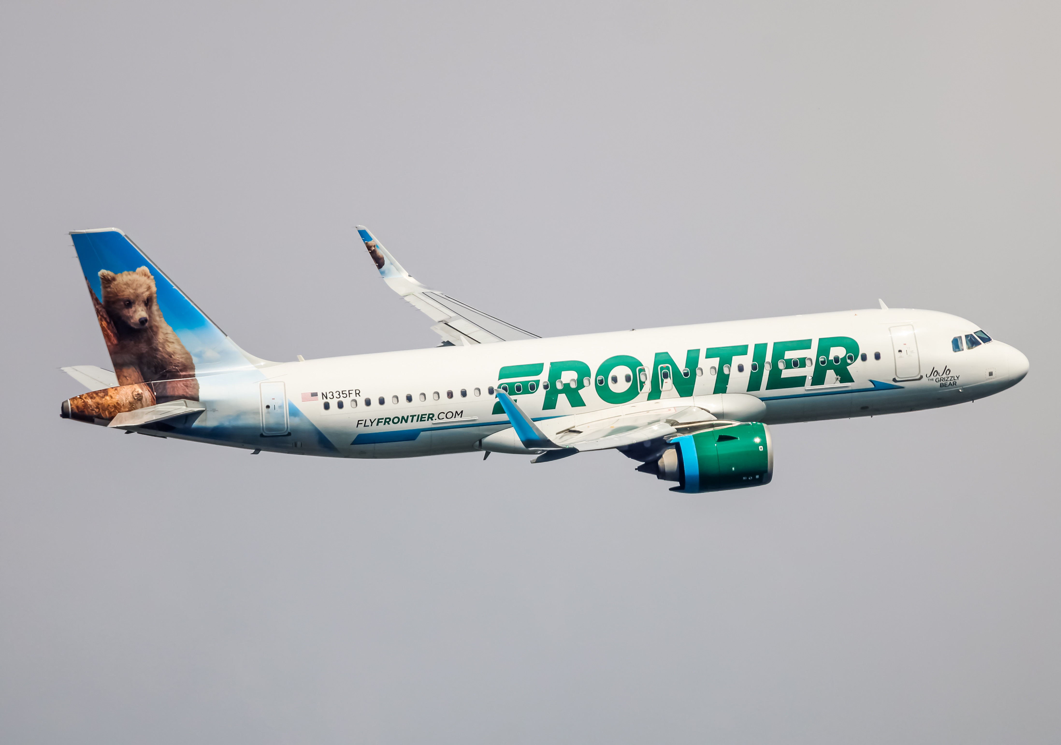 Full size: Frontier Airlines Airbus A320NEO N335FR at Baltimore/Washington International Thurgood Marshall Airport