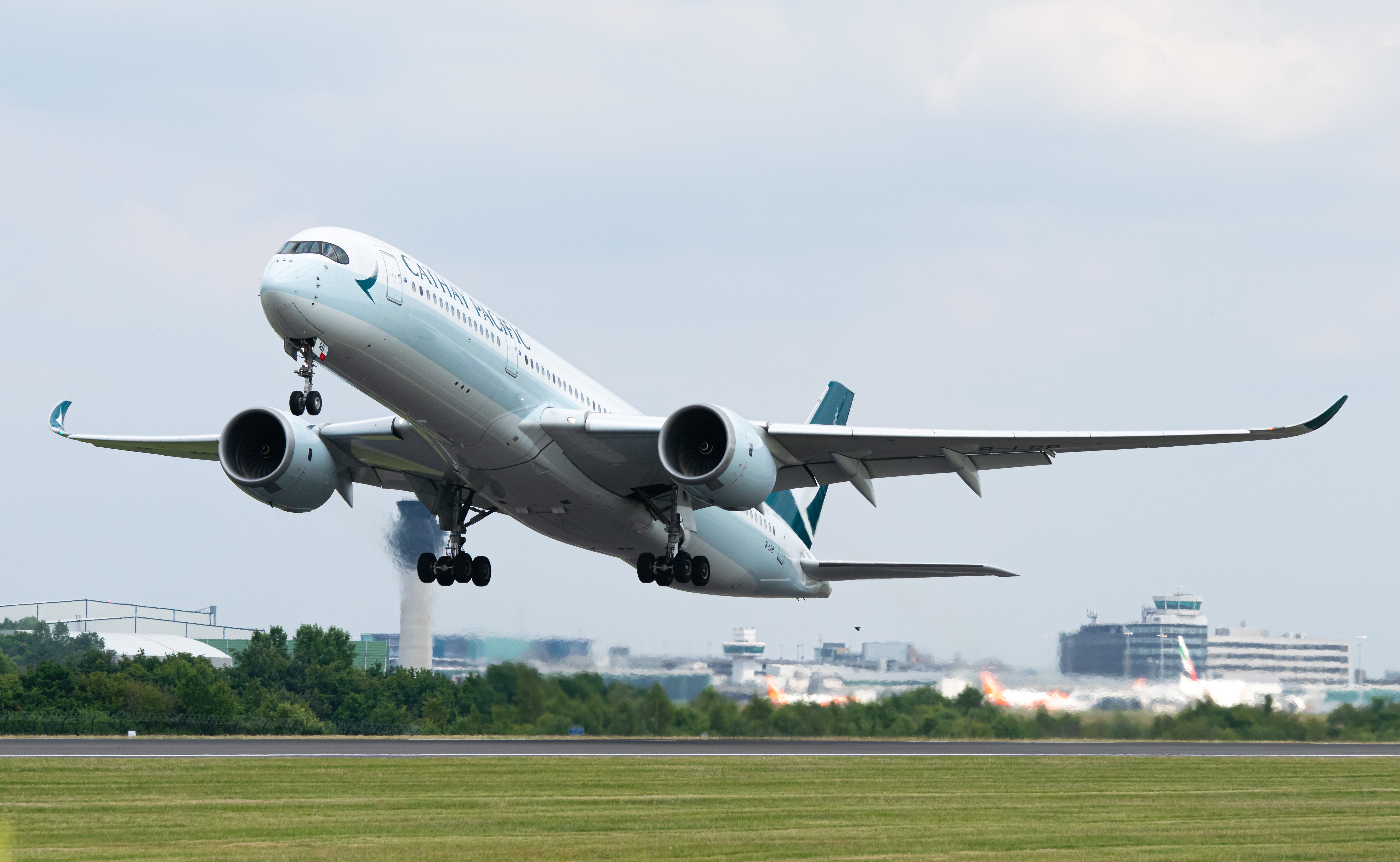 Full size: Cathay Pacific Airbus A350-900 B-LRB at Manchester Airport