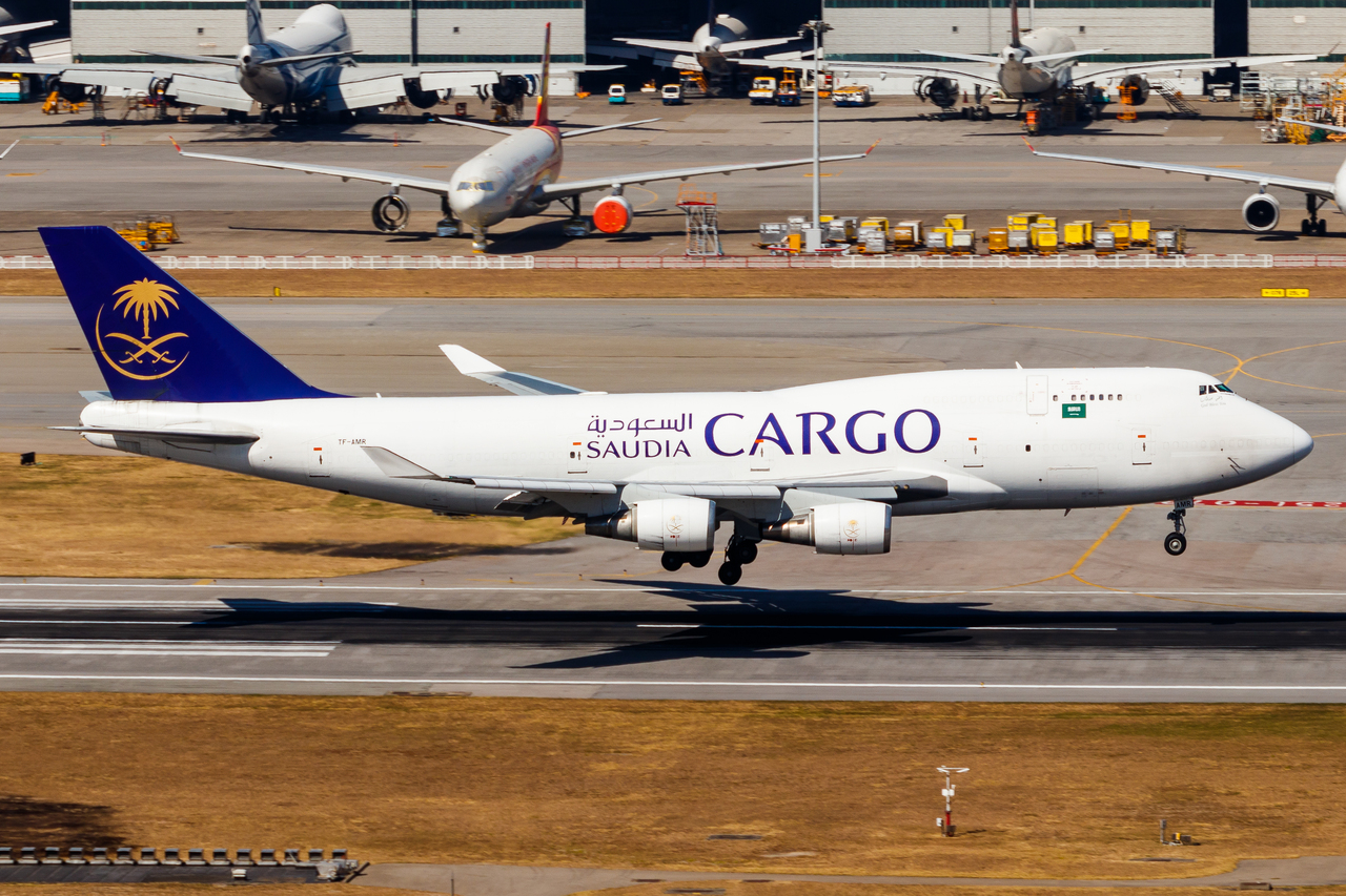 Full size: Saudia Cargo Boeing 747-400F TF-AMR at Hong Kong International Airport