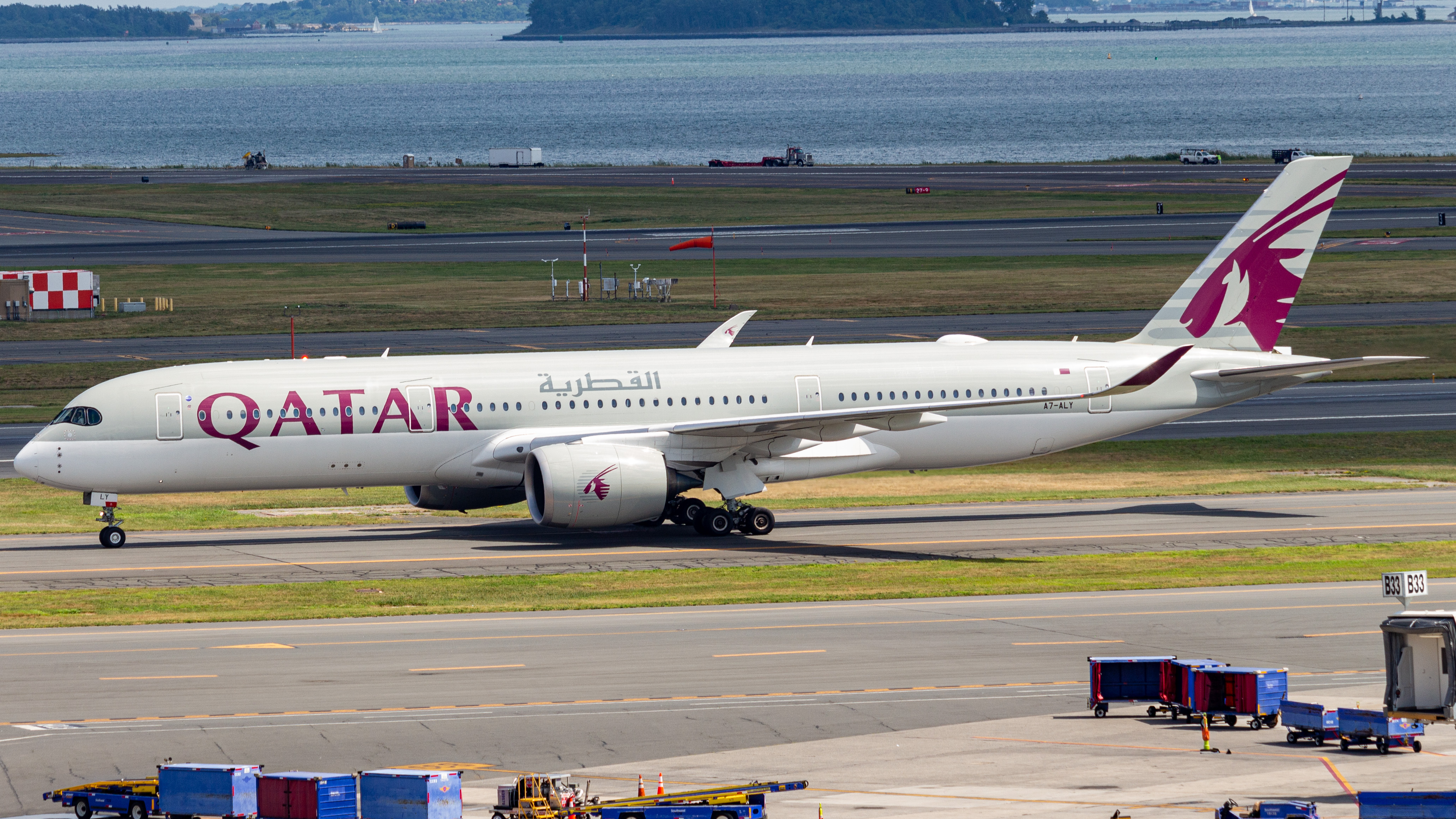 Full size: Qatar Airways Airbus A350-900 A7-ALY at General Edward Lawrence Logan International Airport