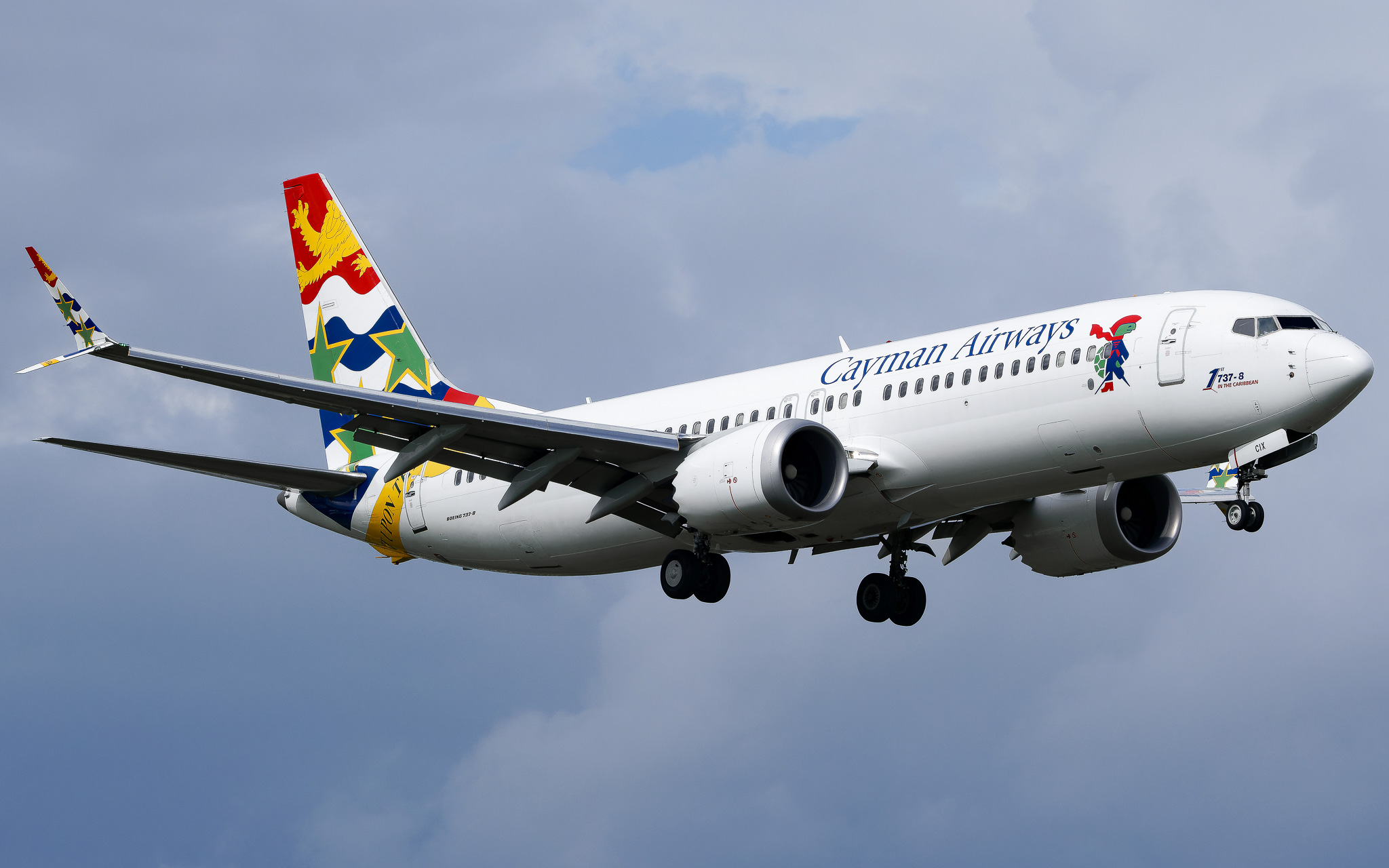 Full size: Cayman Airways Boeing 737 MAX 8 VP-CIX at Tampa International Airport