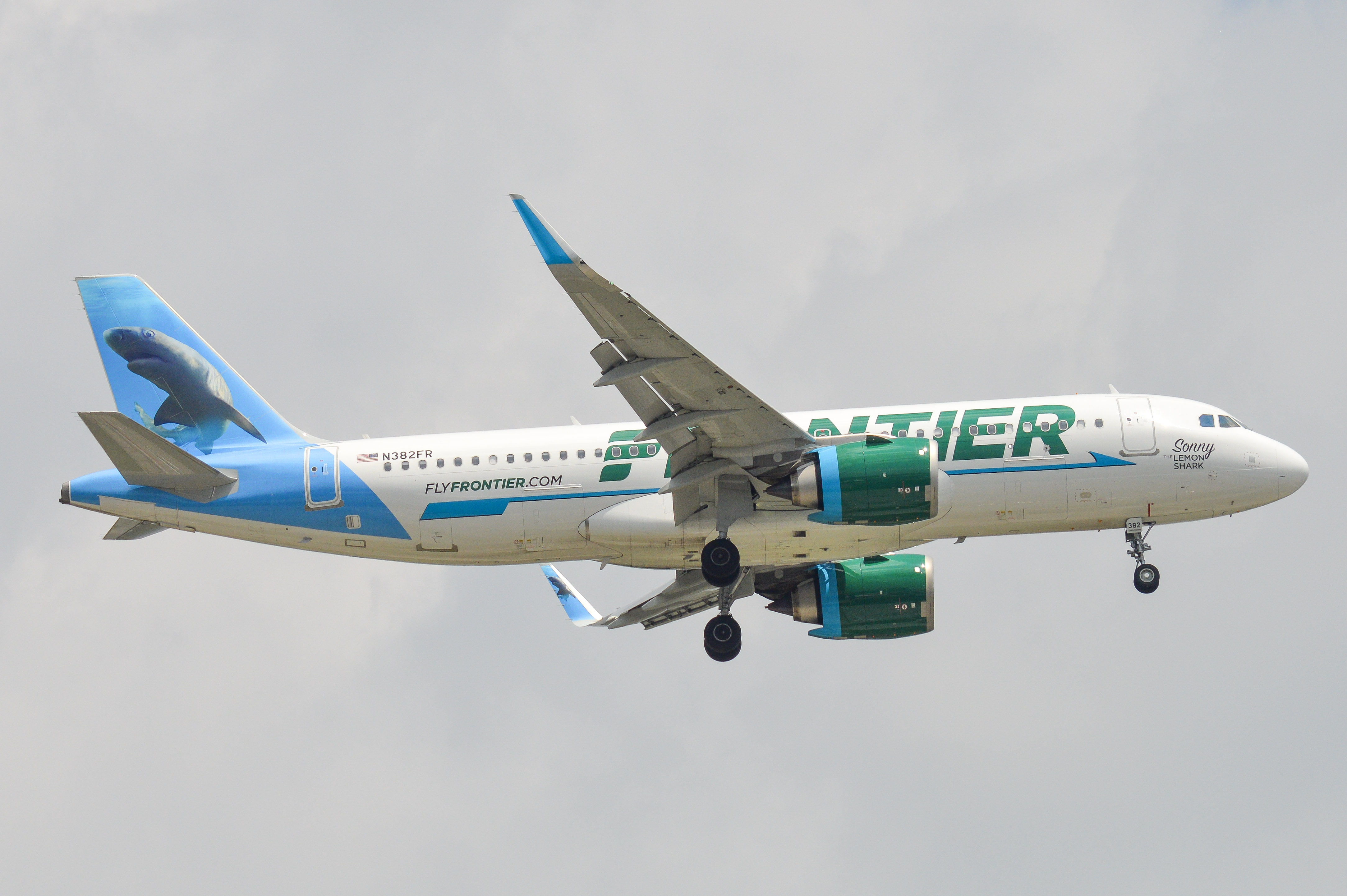 Full size: Frontier Airlines Airbus A320NEO N382FR at Baltimore/Washington International Thurgood Marshall Airport