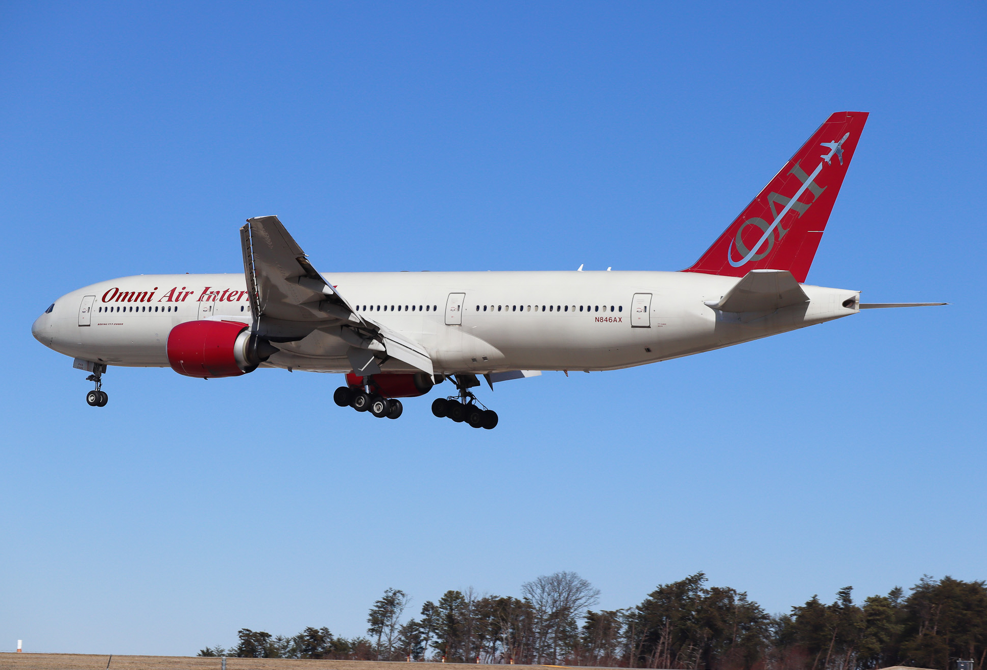 Full size: Omni Air International Boeing 777-200ER N846AX at Baltimore/Washington International Thurgood Marshall Airport