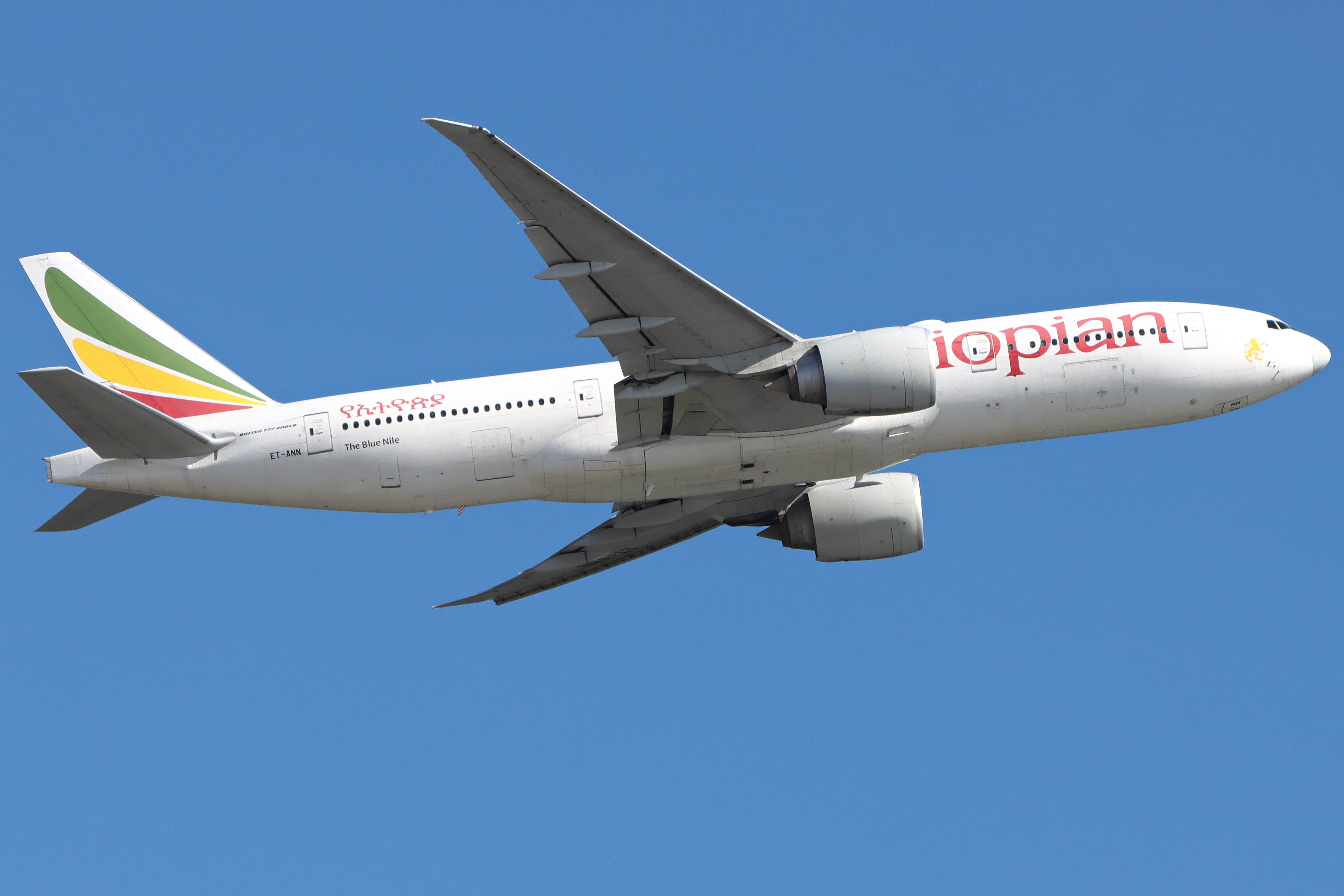 Full size: Ethiopian Airlines Boeing 777-200LR ET-ANN at Hong Kong International Airport
