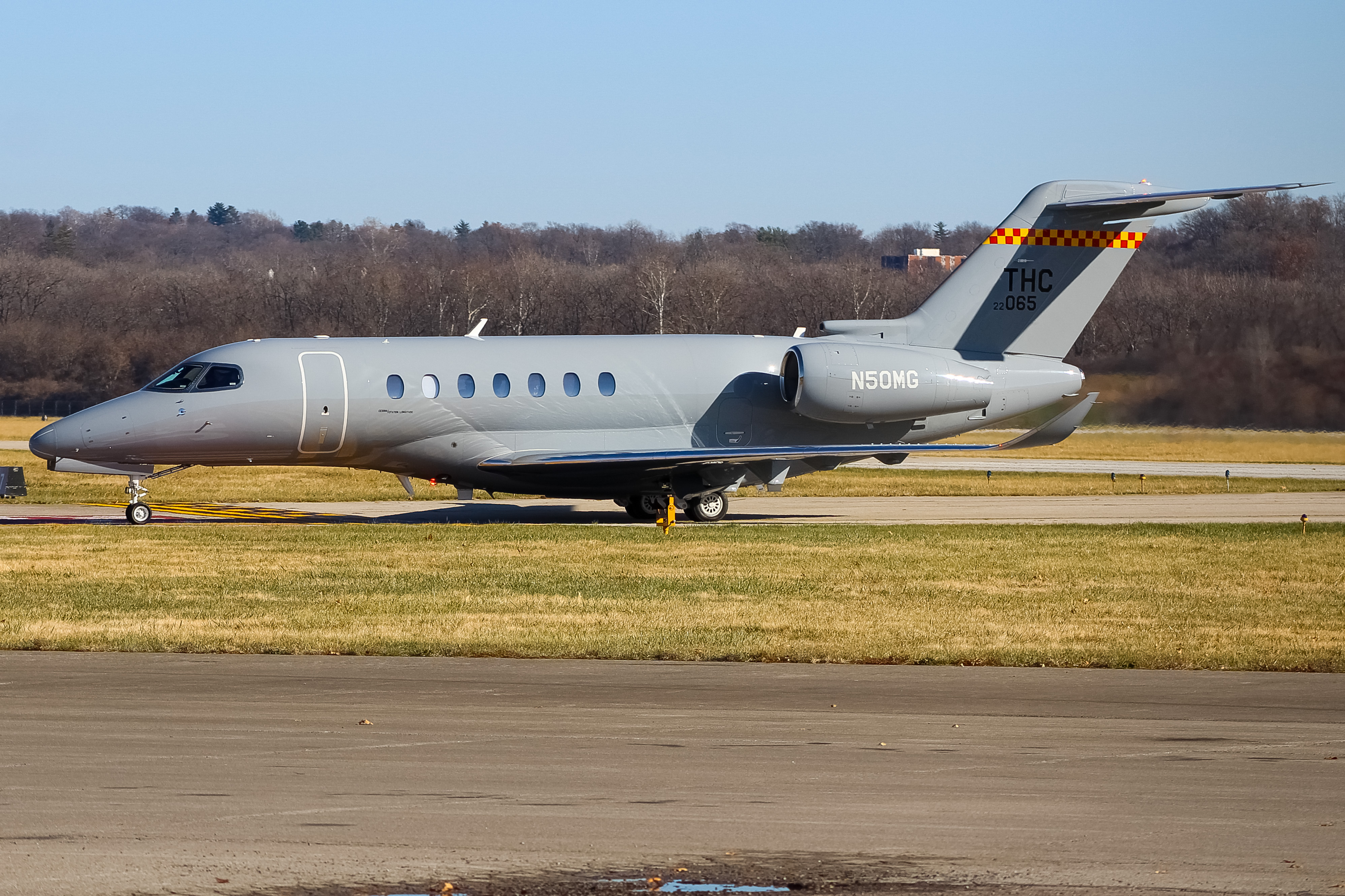Full size: PRIVATE  Cessna 700 Sovereign  N50MG at Cincinnati Municipal Airport/Lunken Field