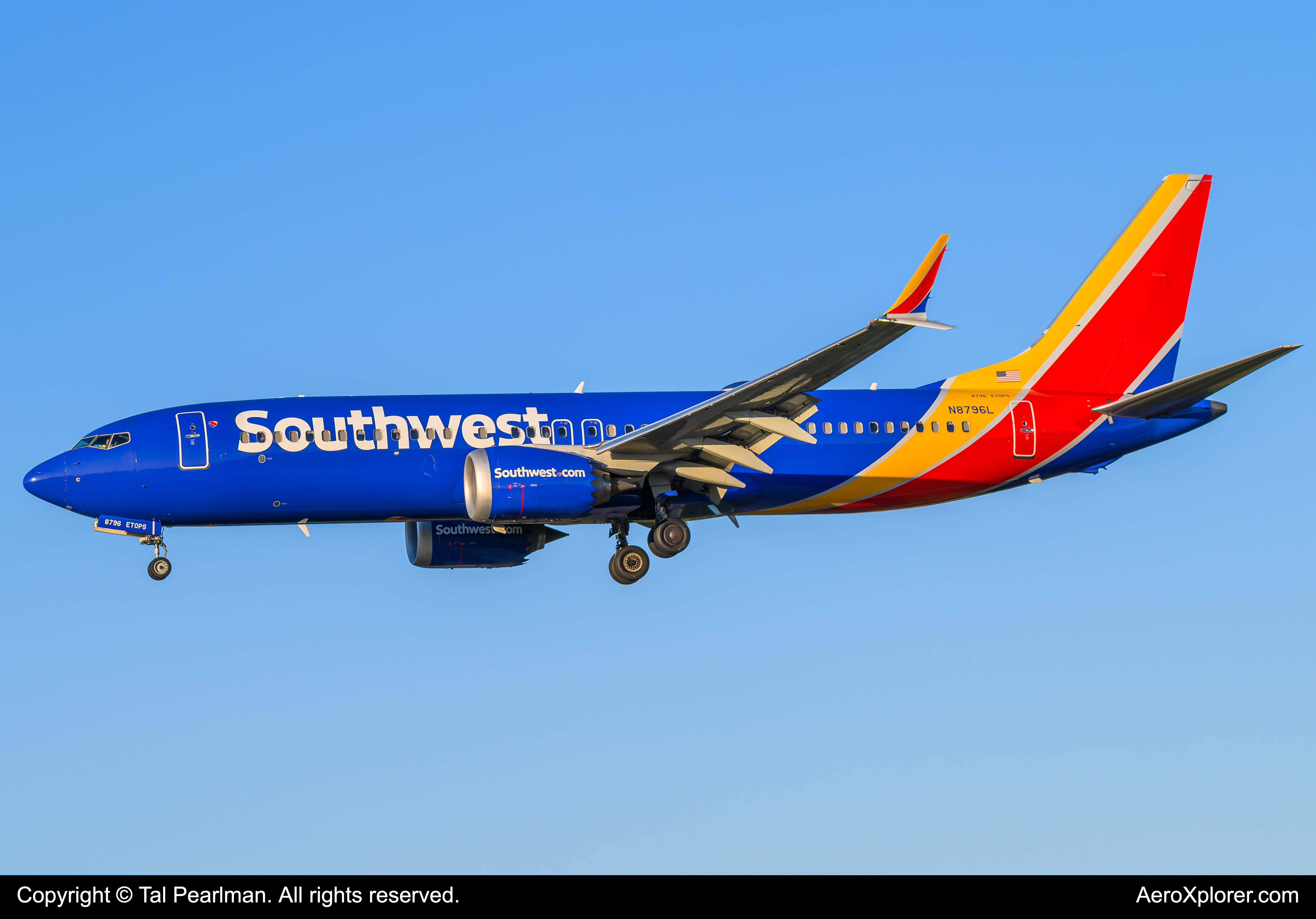 Full size: Southwest Airlines Boeing 737 MAX 8 N8796L at Baltimore/Washington International Thurgood Marshall Airport