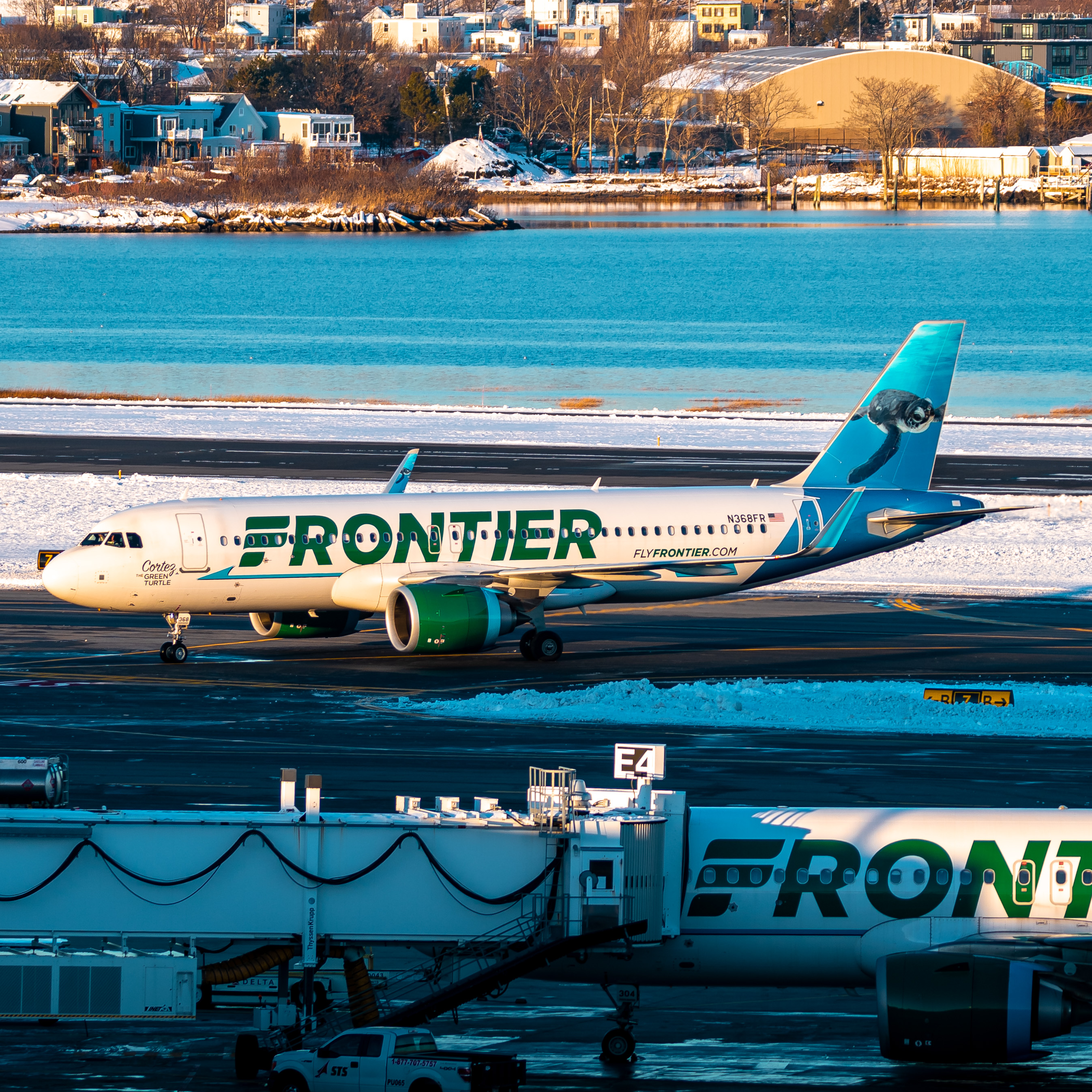 Full size: Frontier Airlines Airbus A320NEO N368FR at General Edward Lawrence Logan International Airport