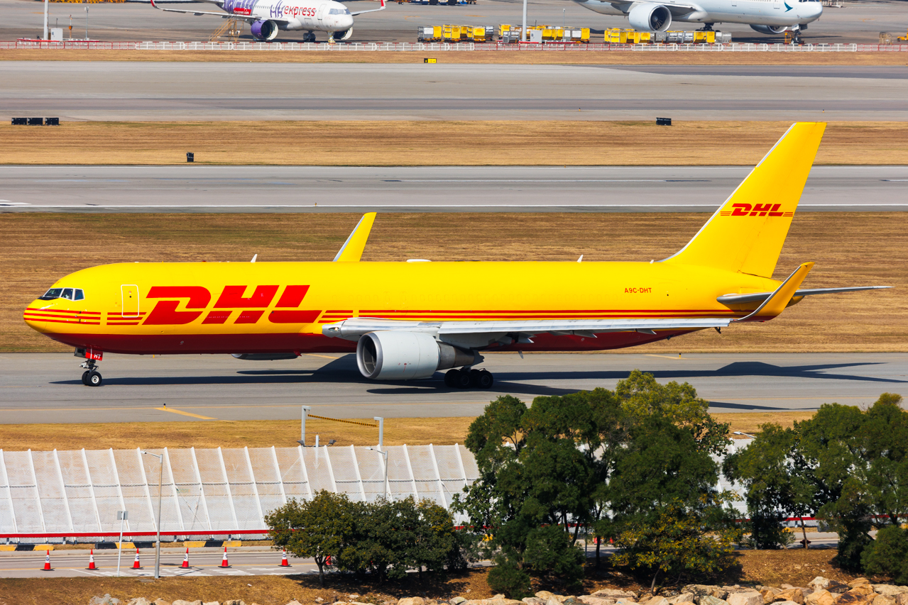 Full size: DHL Boeing 767-300F A6C-DHT at Hong Kong International Airport