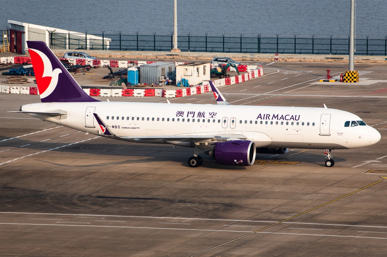 Full size: Air Macau Airbus A320NEO B-MBO at Macau International Airport