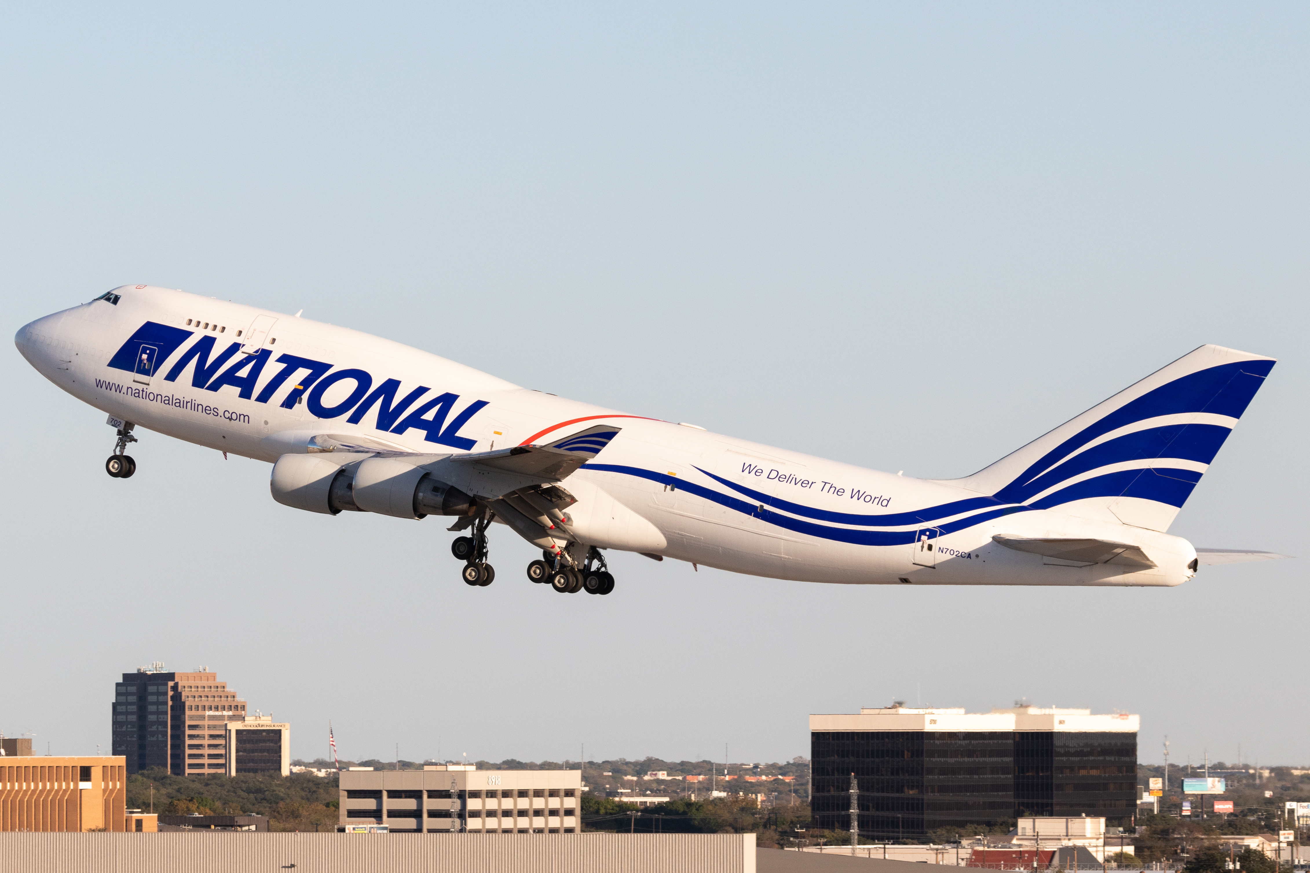 Full size: National Airlines Boeing 747-400F N702CA at San Antonio International Airport