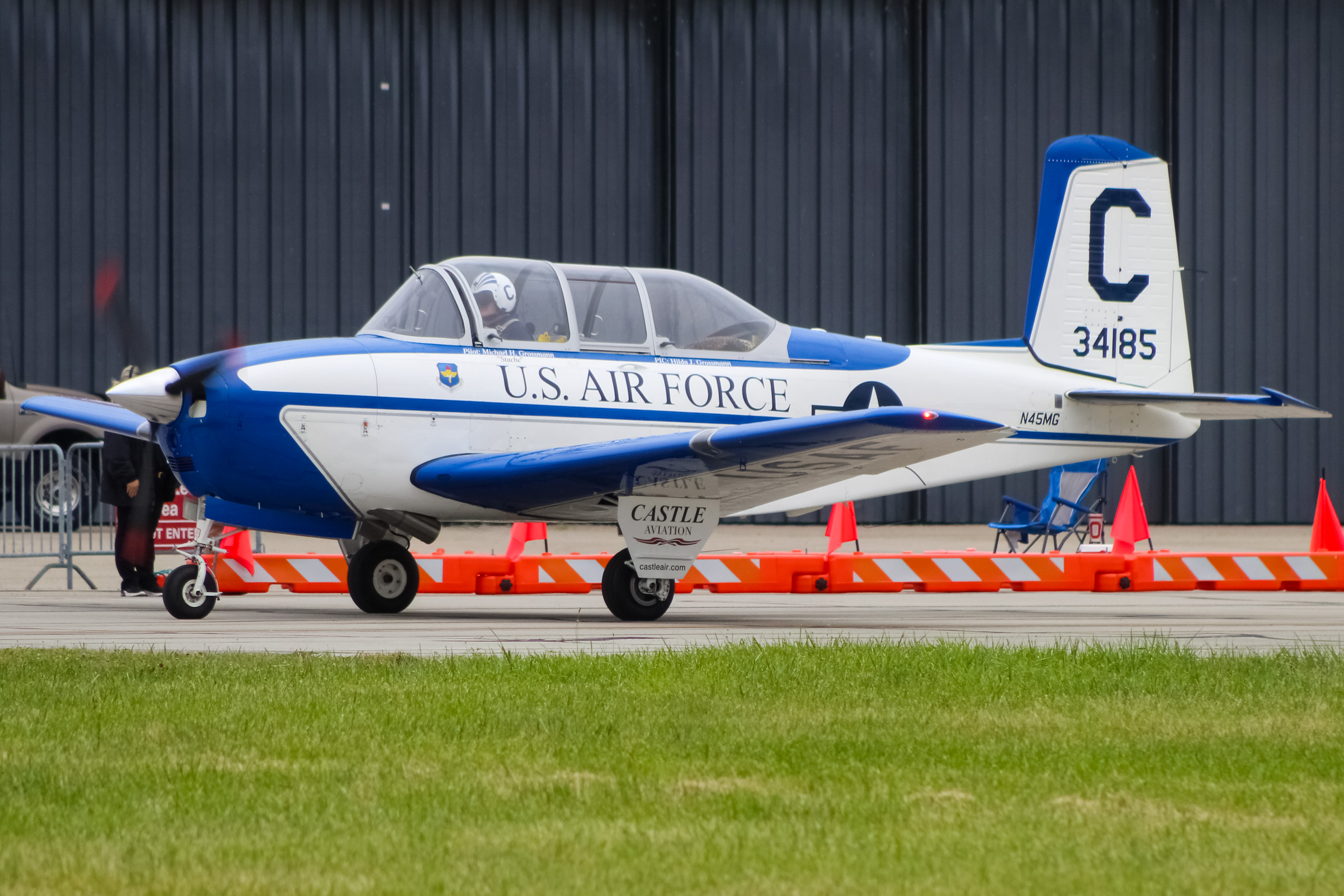 Full size: Castle Aviation  Beechcraft T-34 Mentor  N45MG at James M Cox Dayton International Airport
