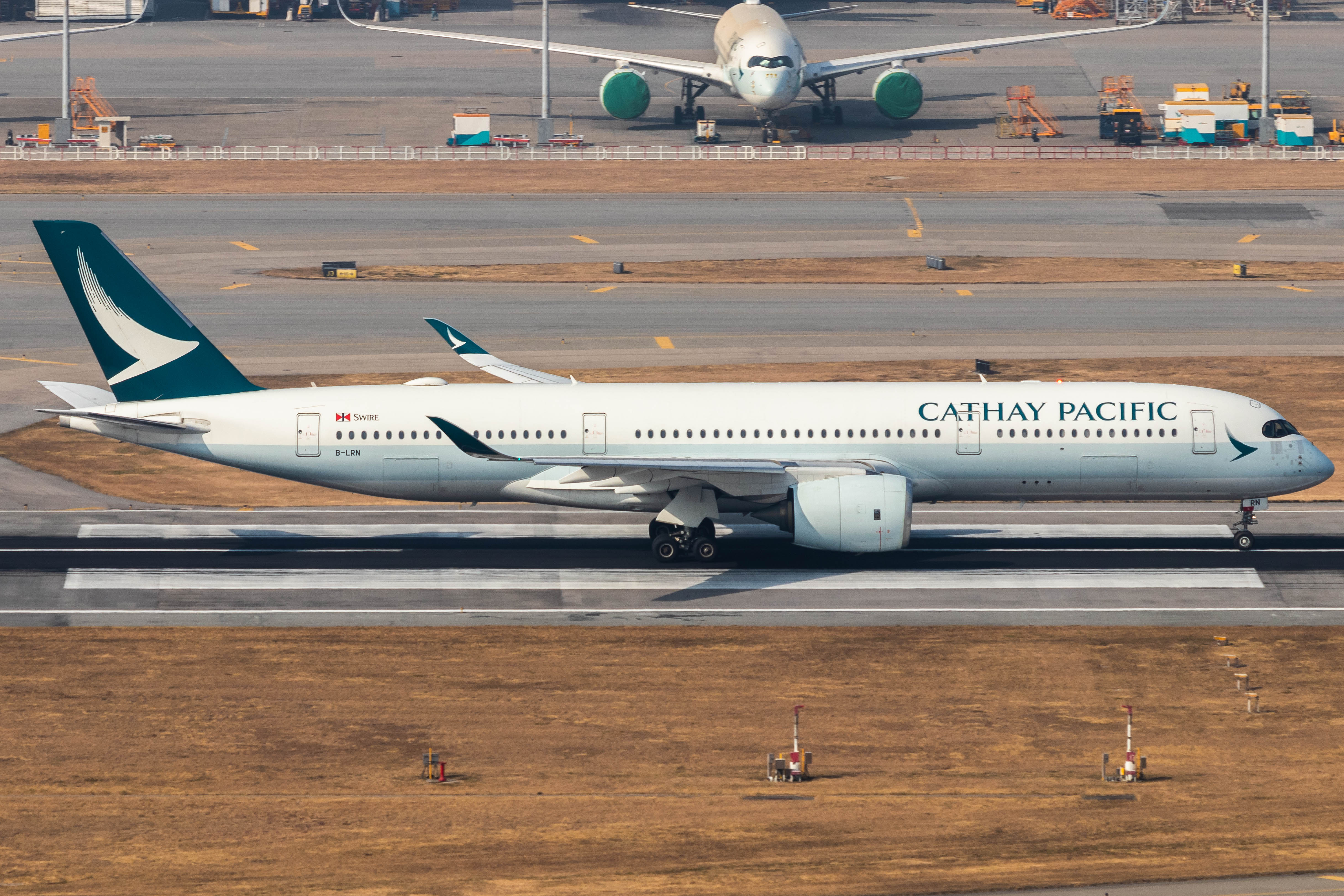 Full size: Cathay Pacific Airbus A350-900 B-LRN at Hong Kong International Airport