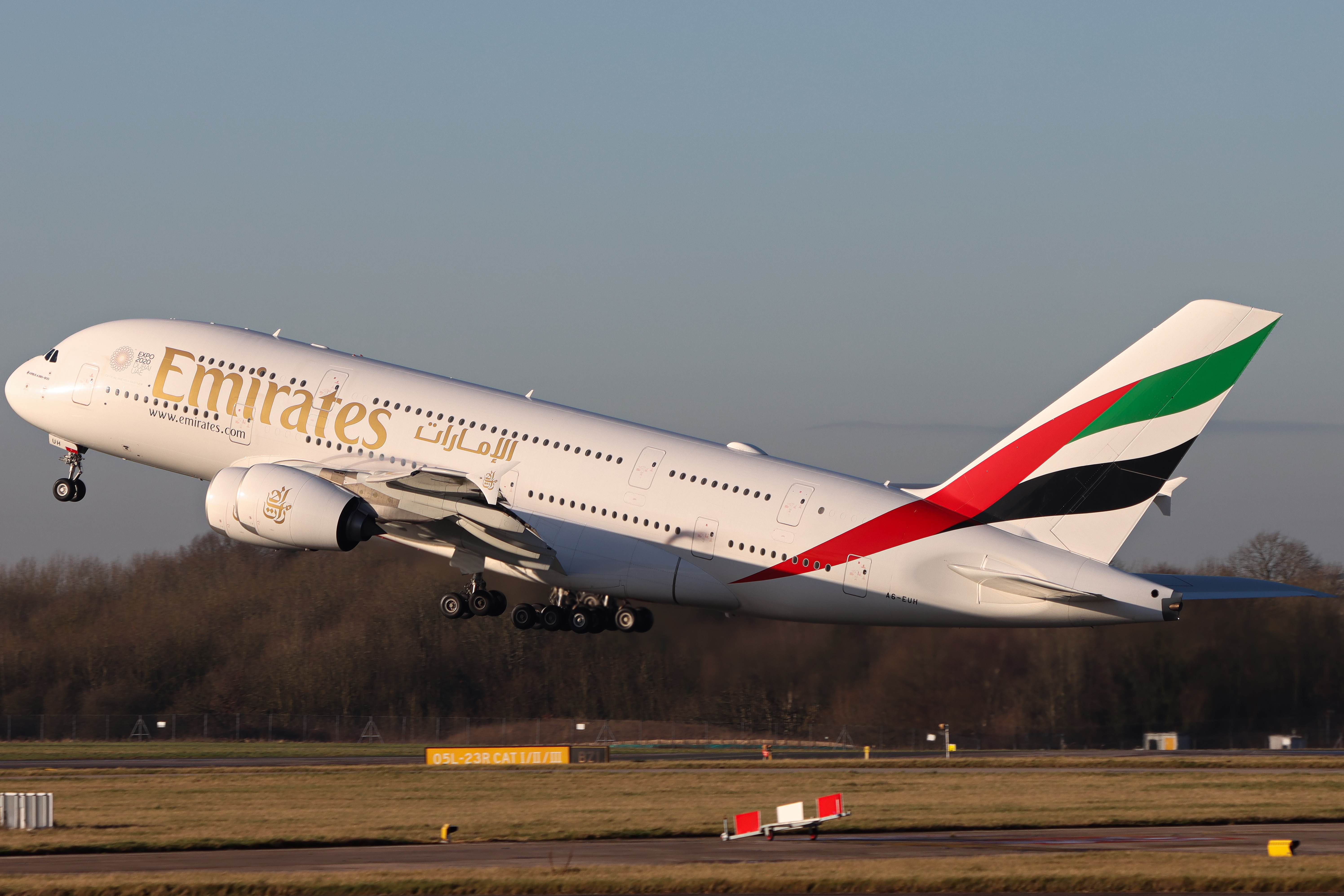 Full size: Emirates Airbus A380-800 A6-EUH at Manchester Airport