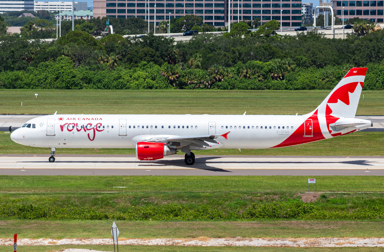 Full size: Air Canada Rouge Airbus A321-200 C-GYGU at Tampa International Airport