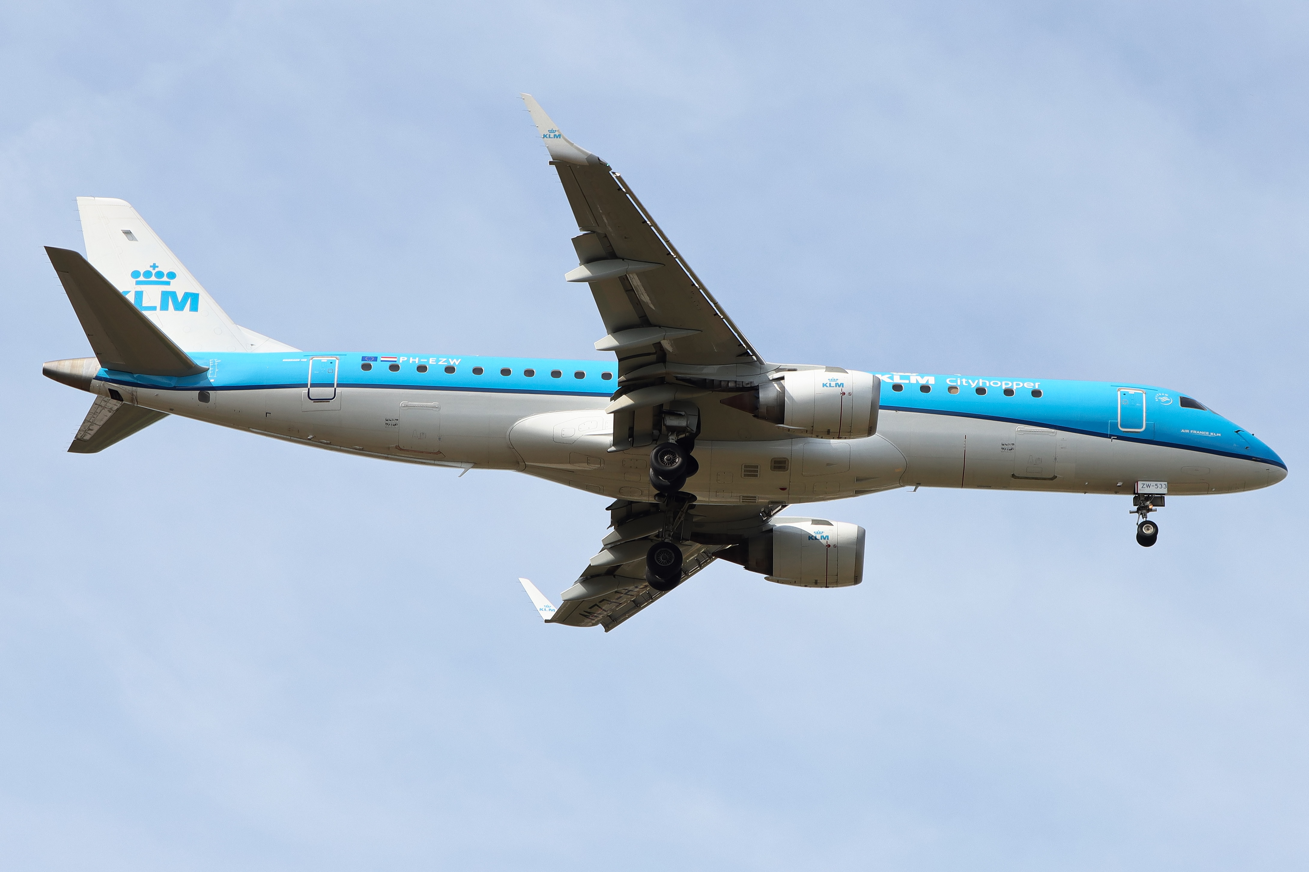 Full size: KLM CityHopper Embraer E190 PH-EZW at Luxembourg Findel Airport
