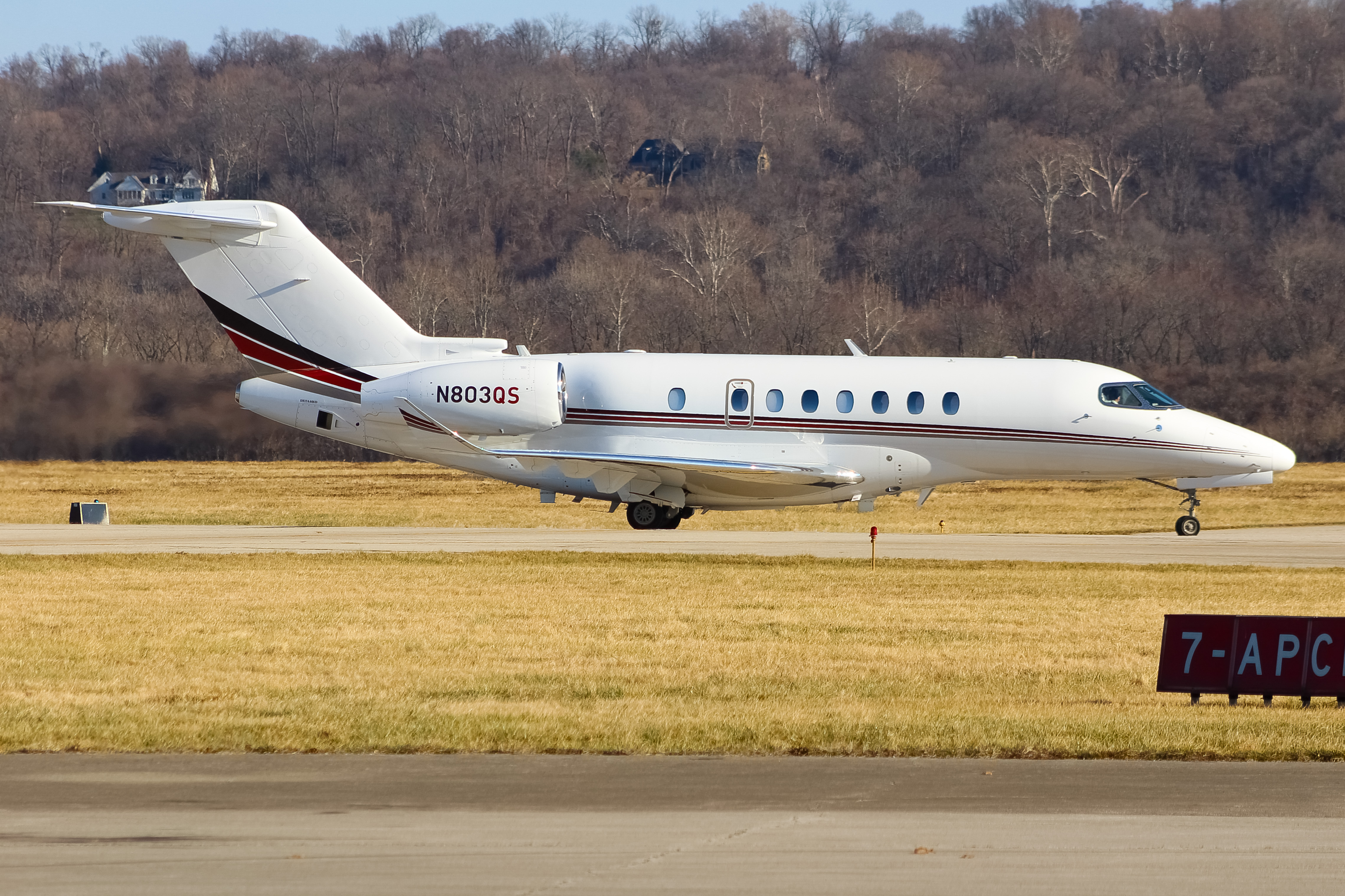 Full size: NetJets Cessna 700 Citation Longitude  N803QS at Cincinnati Municipal Airport/Lunken Field