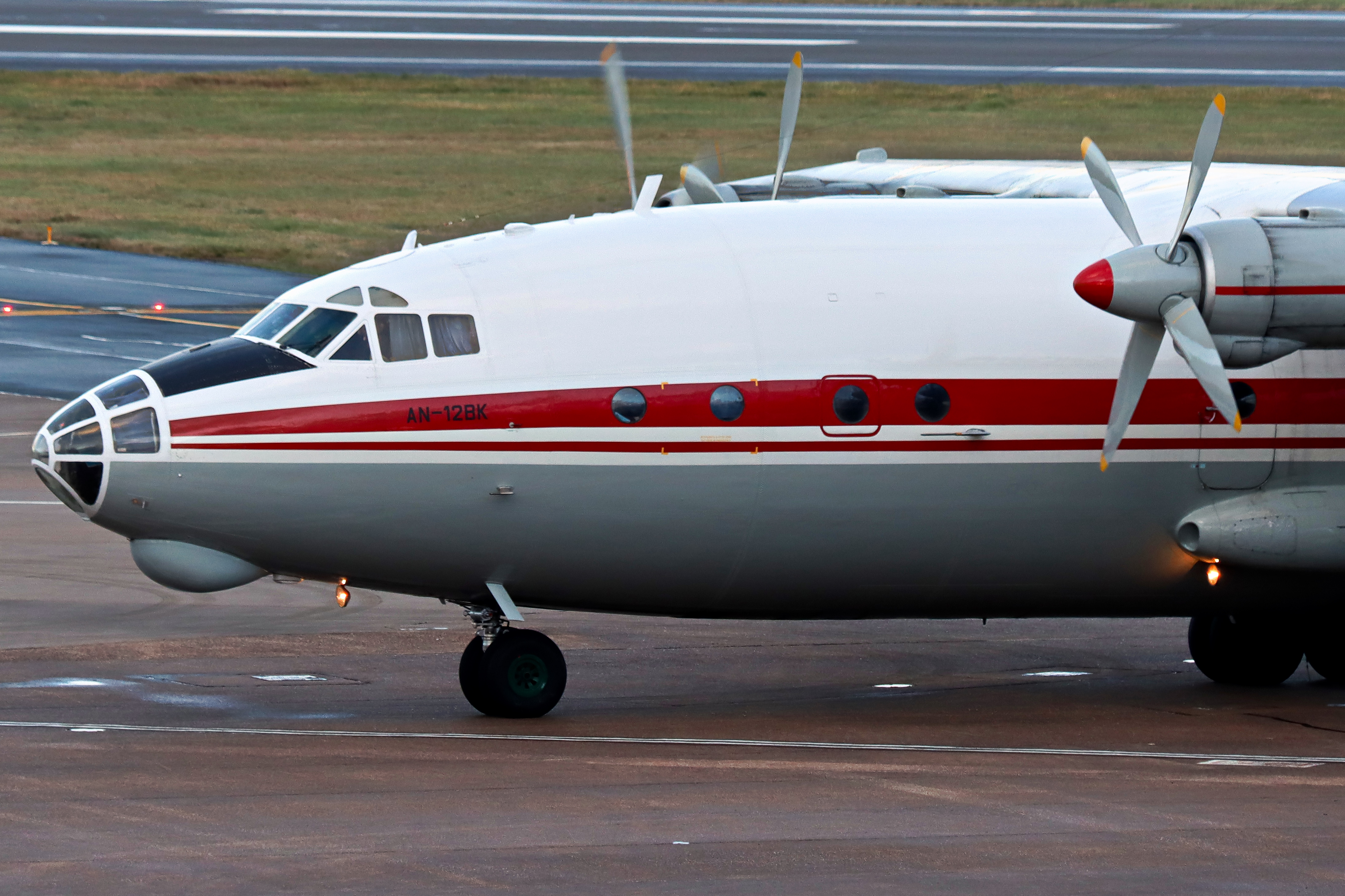 Full size: Meridian Aviation  Antonov An-12BK UR-CAJ at Birmingham Airport